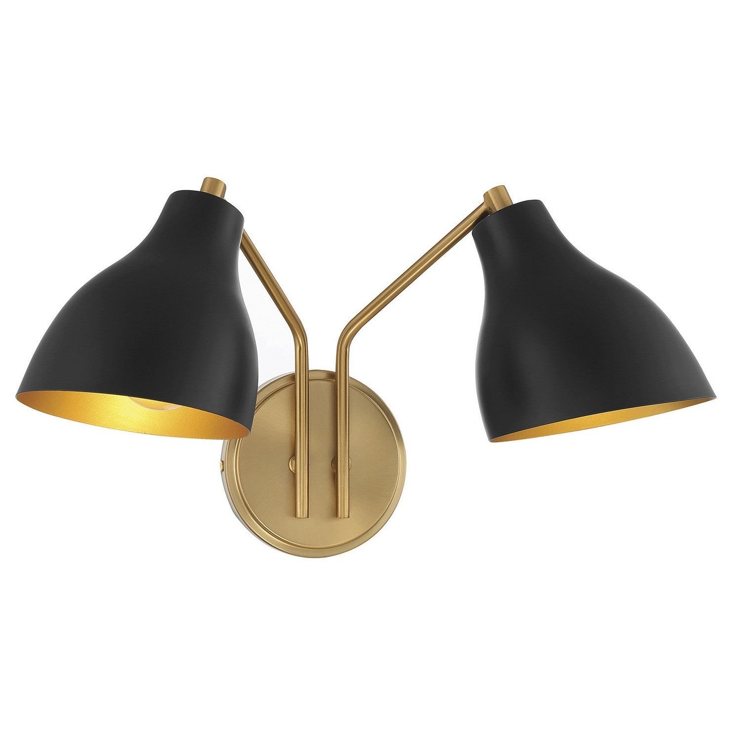 Meridian - M90075MBKNB - Two Light Wall Sconce - Matte Black with Natural Brass