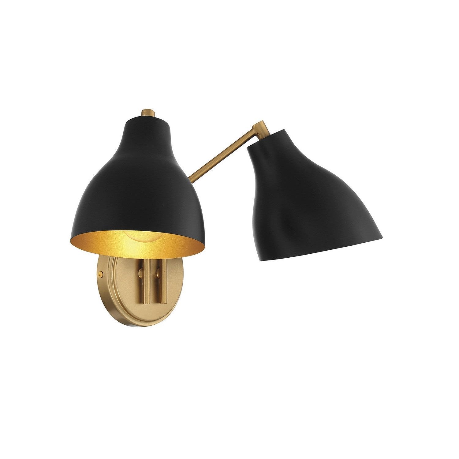 Meridian - M90075MBKNB - Two Light Wall Sconce - Matte Black with Natural Brass