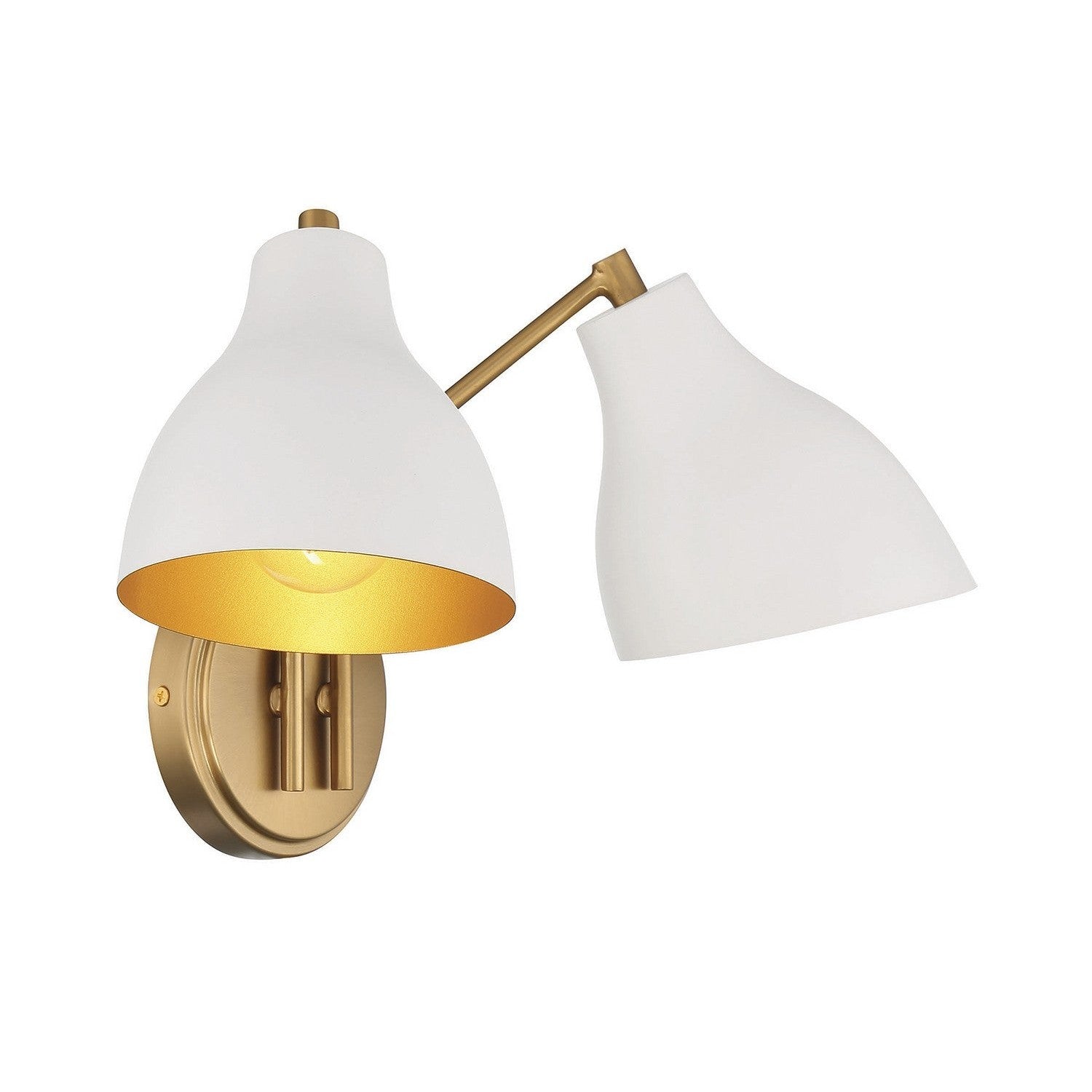 Meridian - M90075WHNB - Two Light Wall Sconce - White with Natural Brass