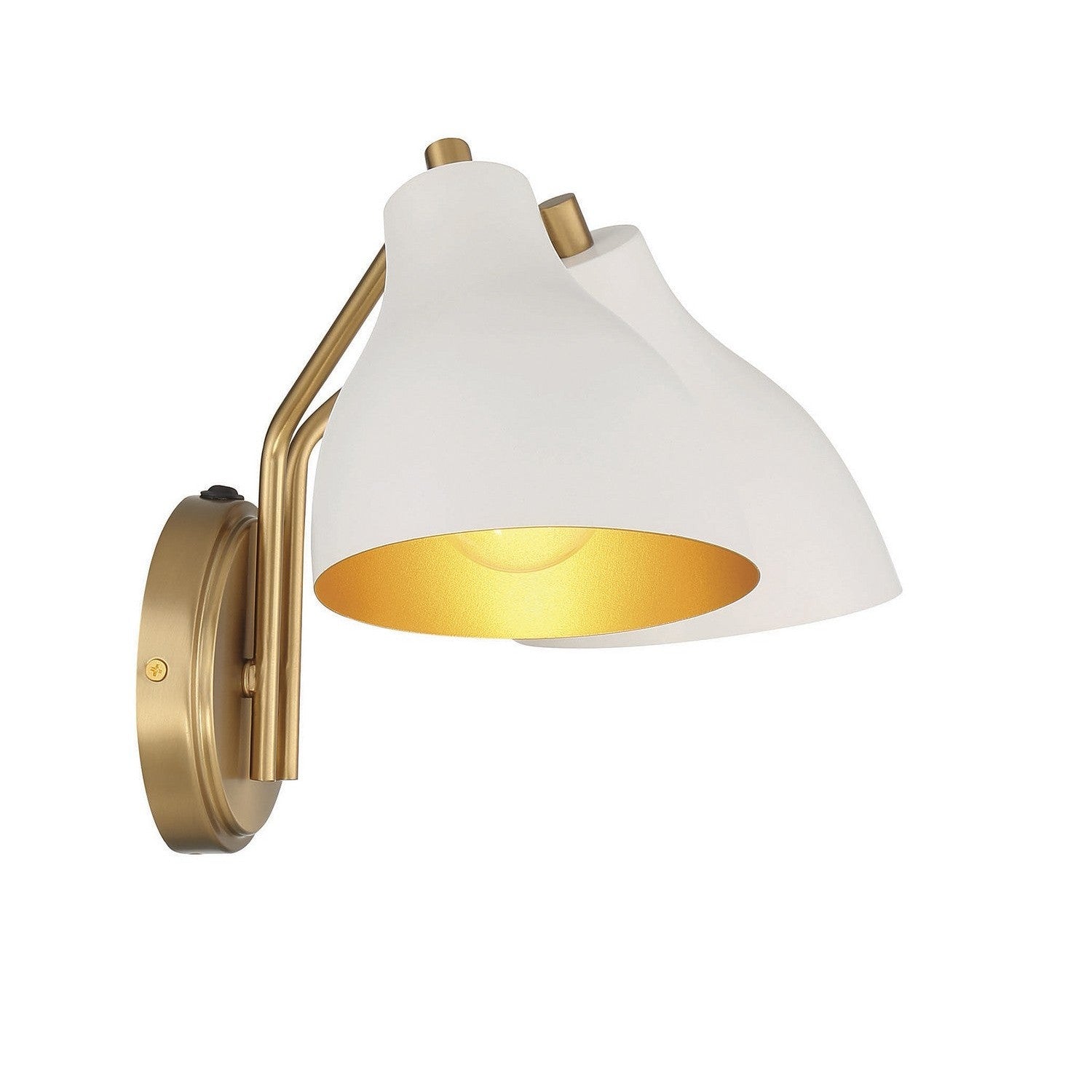Meridian - M90075WHNB - Two Light Wall Sconce - White with Natural Brass