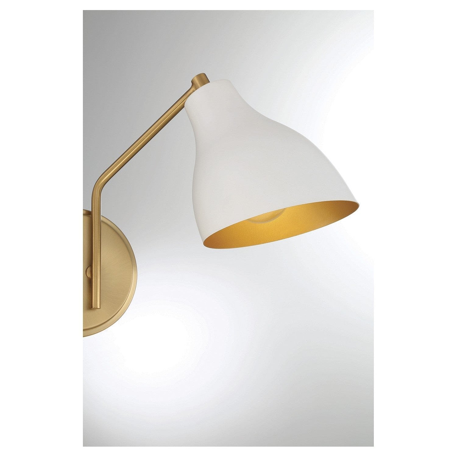 Meridian - M90075WHNB - Two Light Wall Sconce - White with Natural Brass