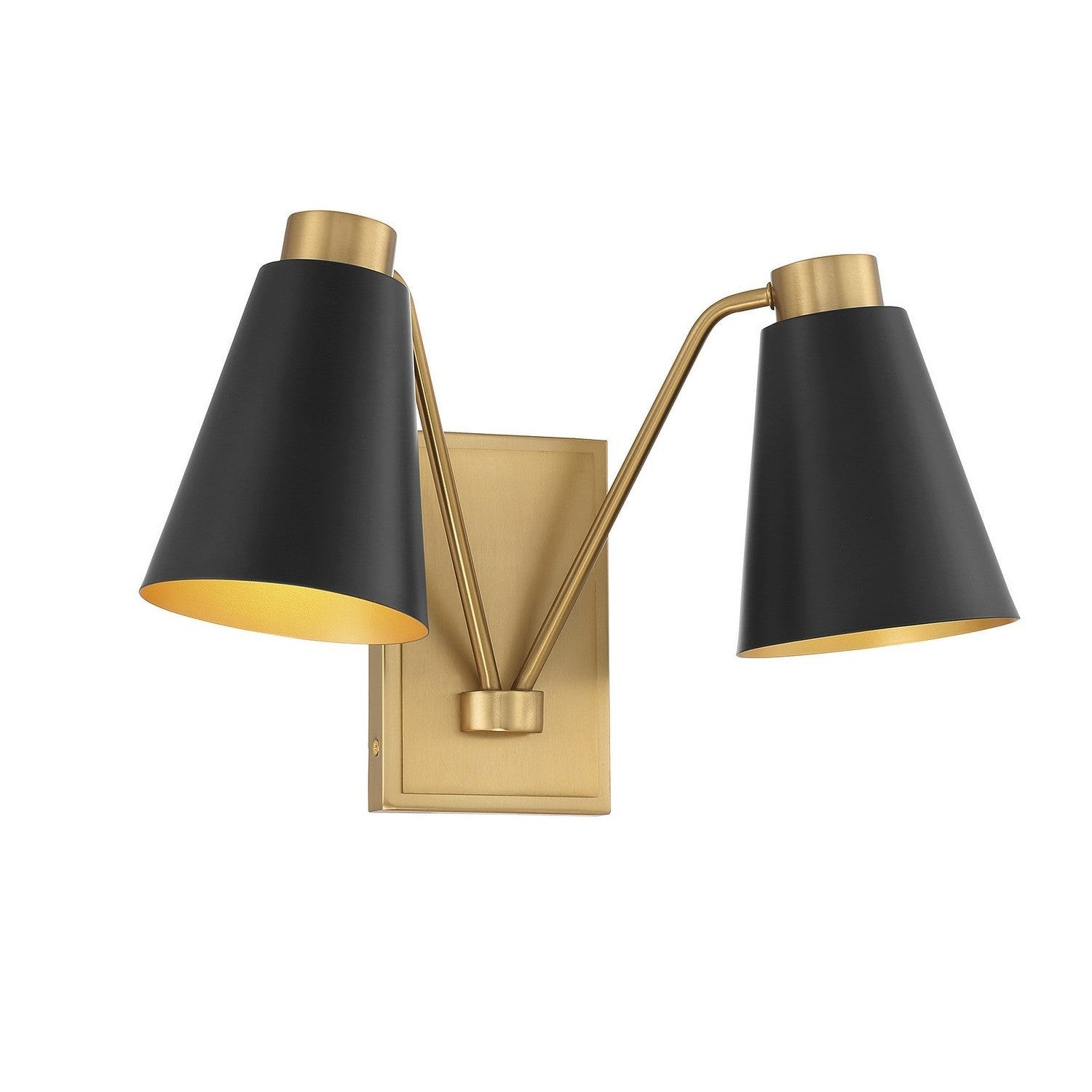 Meridian - M90076MBKNB - Two Light Wall Sconce - Matte Black with Natural Brass
