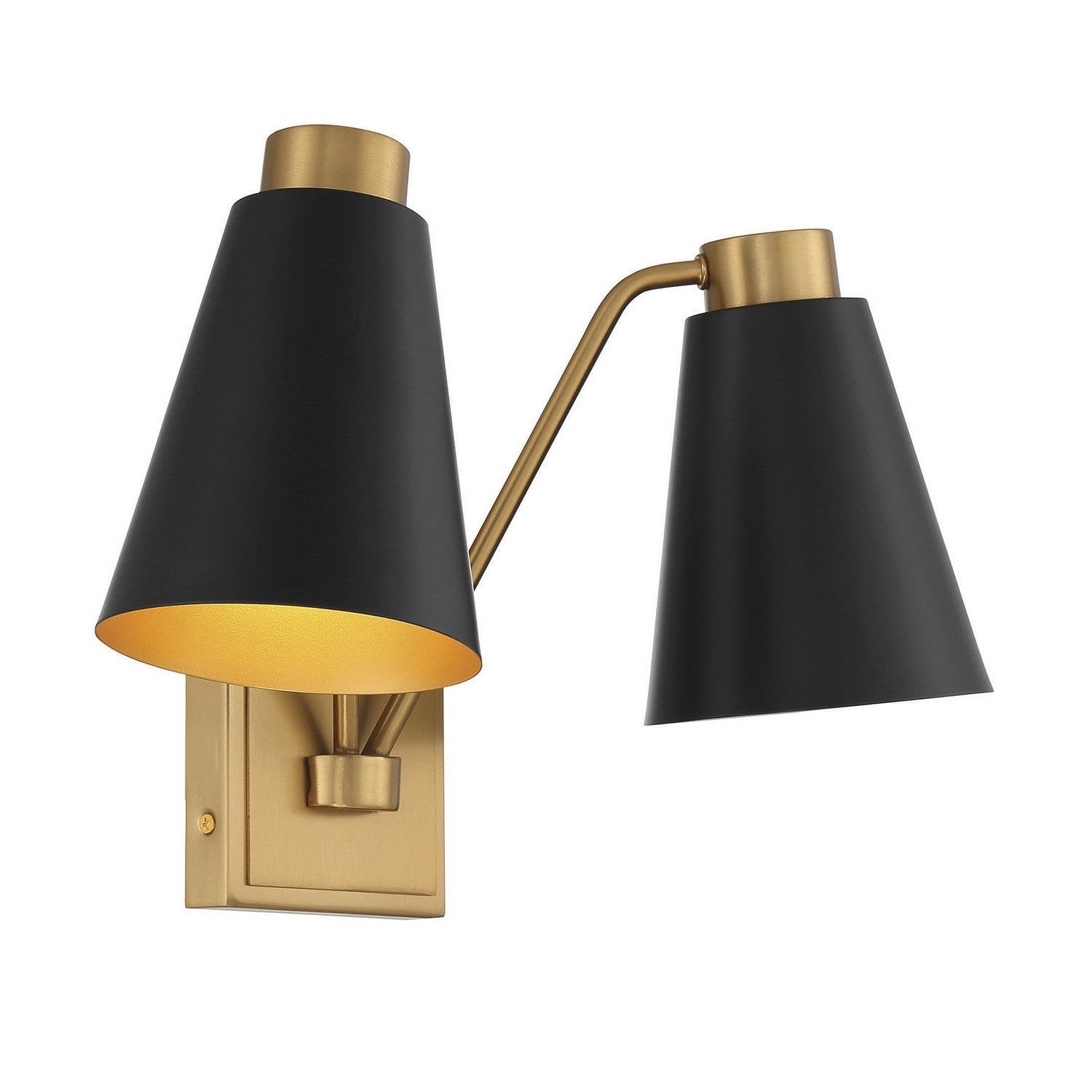 Meridian - M90076MBKNB - Two Light Wall Sconce - Matte Black with Natural Brass