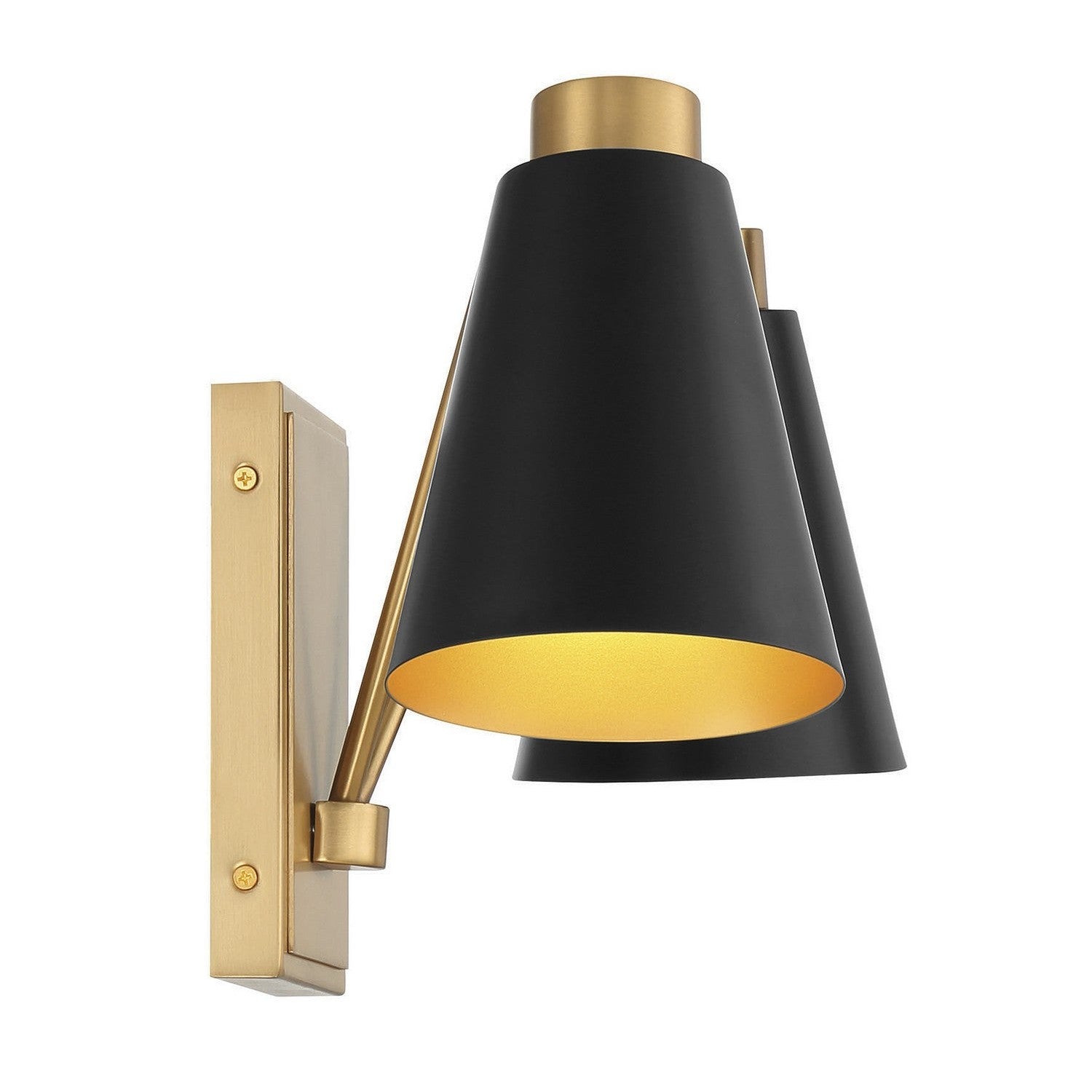 Meridian - M90076MBKNB - Two Light Wall Sconce - Matte Black with Natural Brass