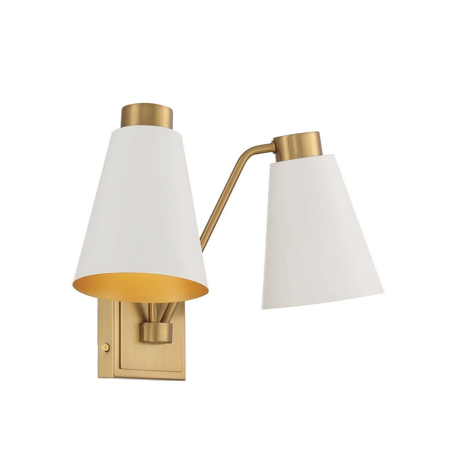 Meridian - M90076WHNB - Two Light Wall Sconce - White with Natural Brass