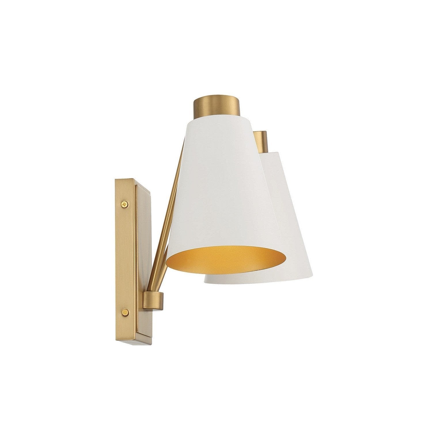 Meridian - M90076WHNB - Two Light Wall Sconce - White with Natural Brass