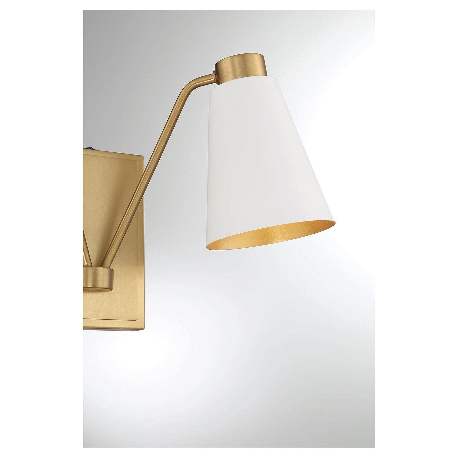Meridian - M90076WHNB - Two Light Wall Sconce - White with Natural Brass