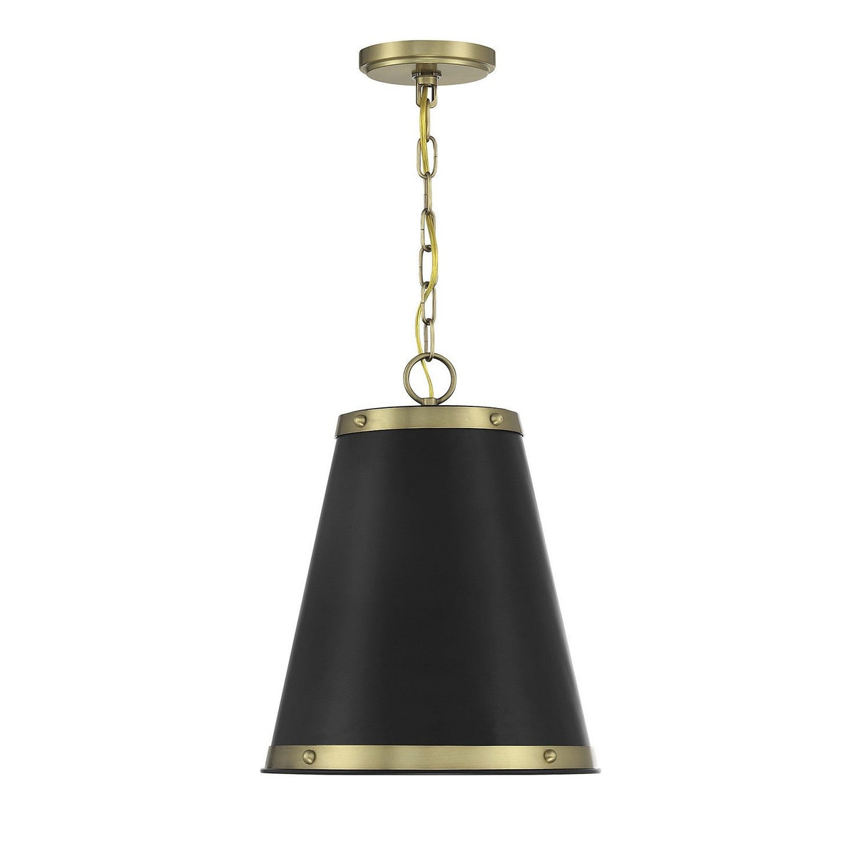 Meridian - M7014MBKNB - One Light Pendant - Matte Black with Natural Brass