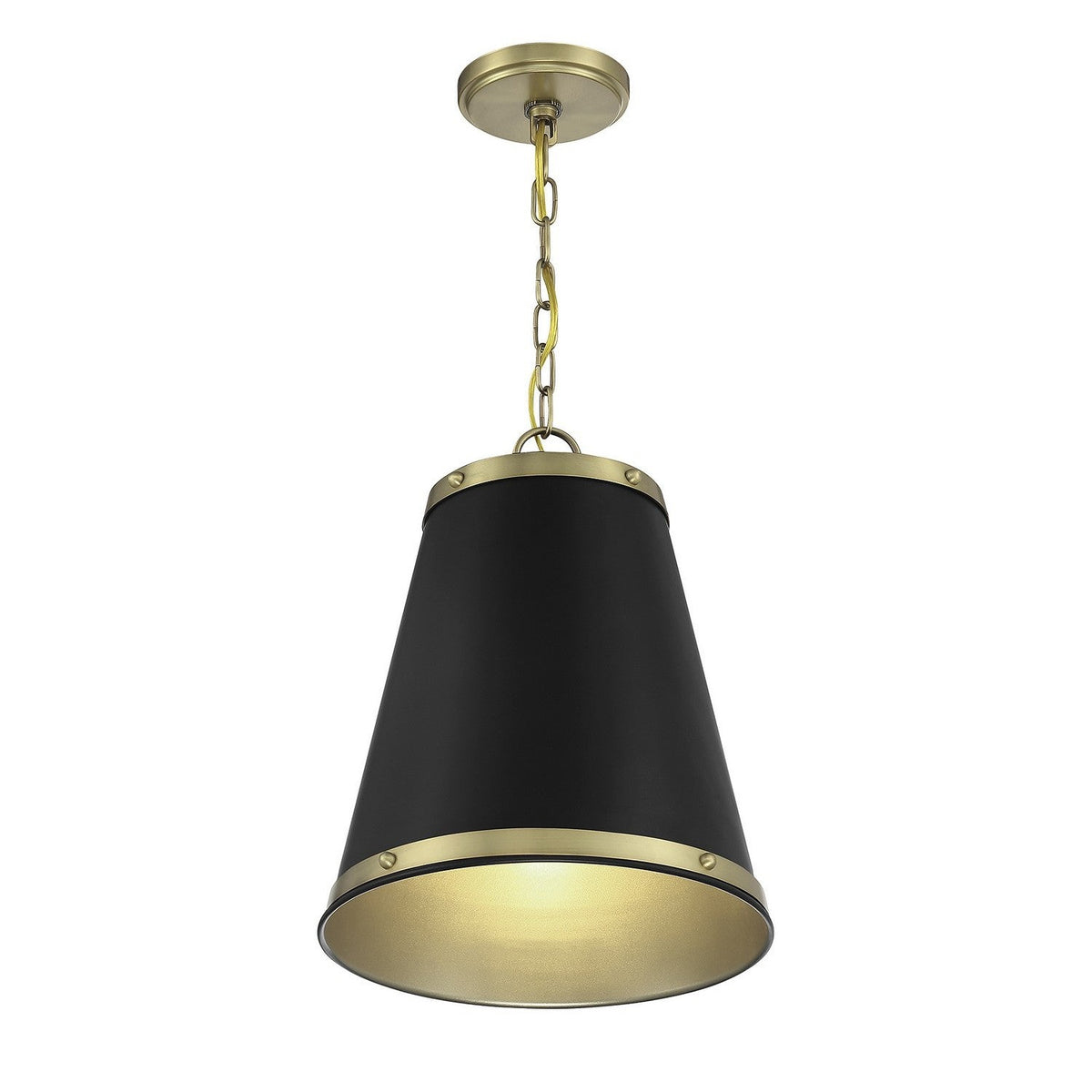 Meridian - M7014MBKNB - One Light Pendant - Matte Black with Natural Brass