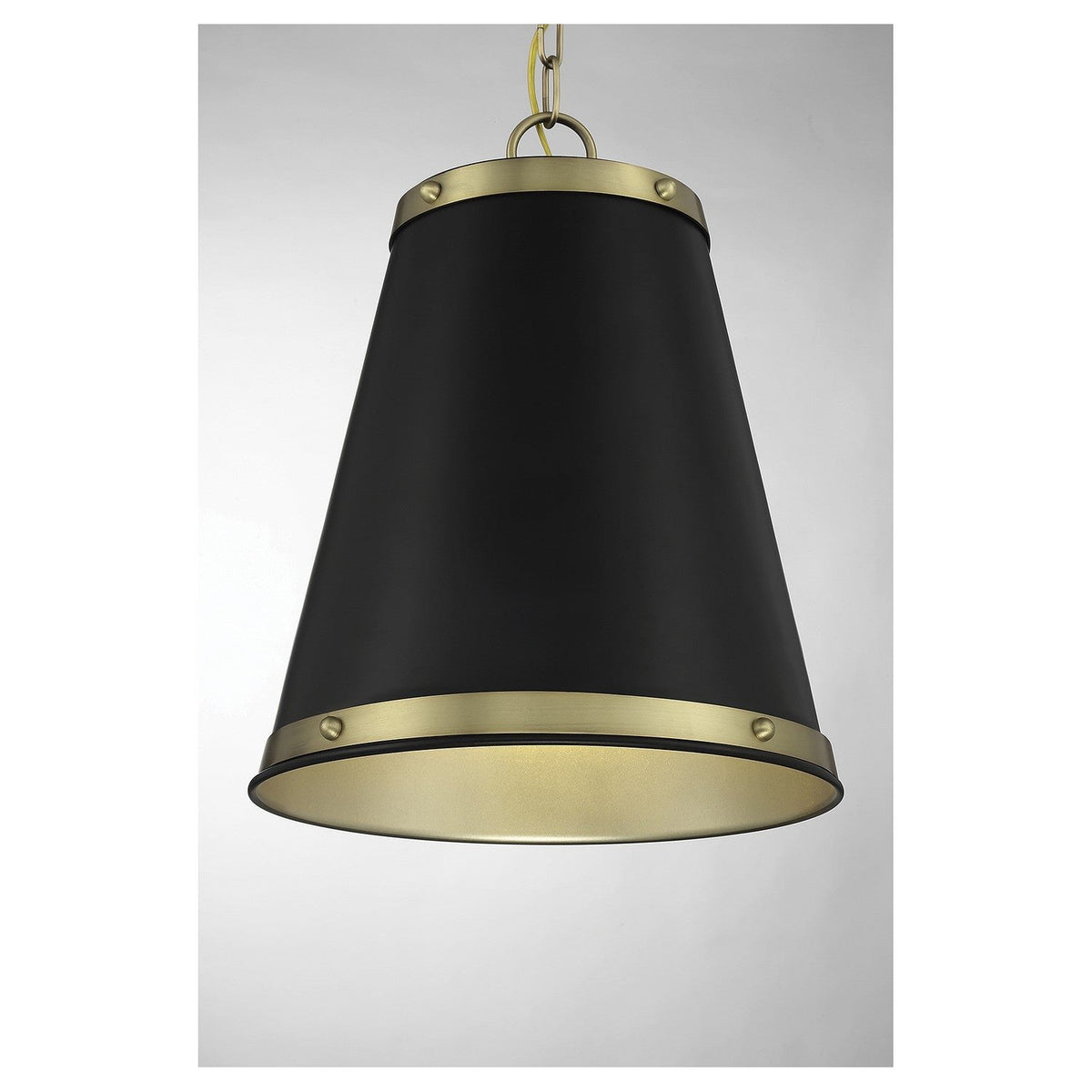 Meridian - M7014MBKNB - One Light Pendant - Matte Black with Natural Brass