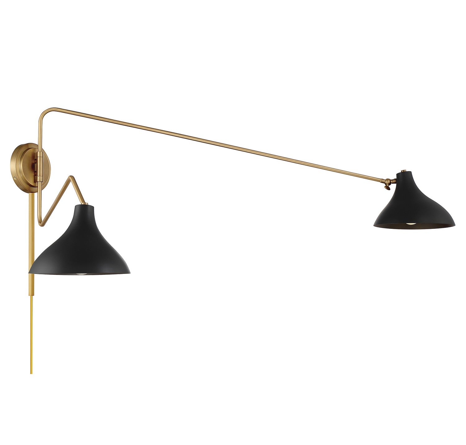 Meridian - M90088MBKNB - Two Light Wall Sconce - Matte Black with Natural Brass