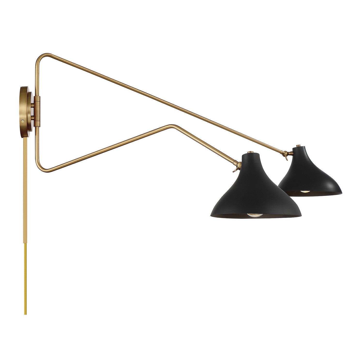 Meridian - M90088MBKNB - Two Light Wall Sconce - Matte Black with Natural Brass