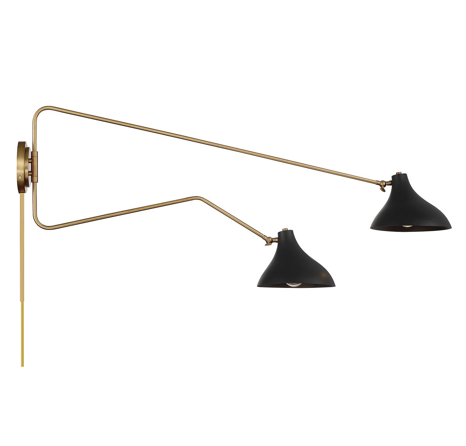Meridian - M90088MBKNB - Two Light Wall Sconce - Matte Black with Natural Brass