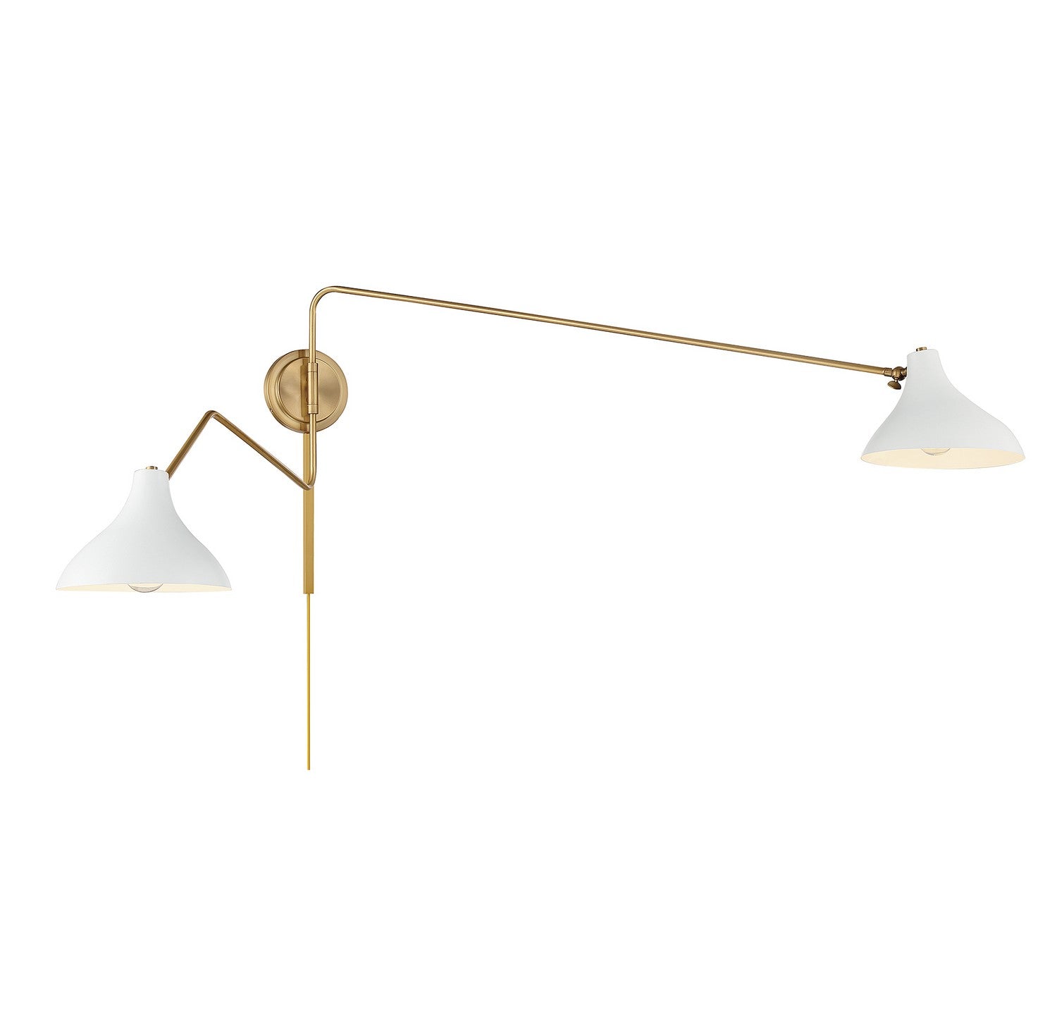Meridian - M90088WHNB - Two Light Wall Sconce - White with Natural Brass