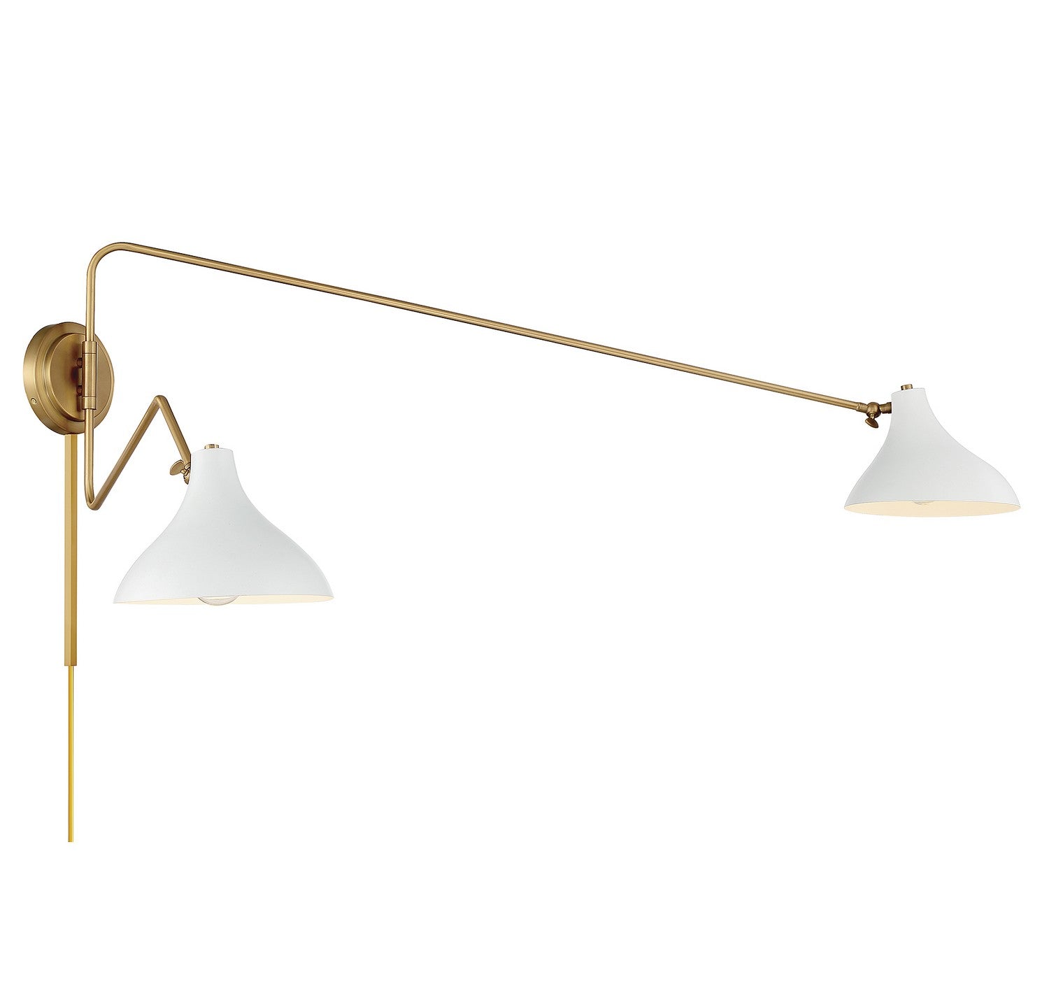 Meridian - M90088WHNB - Two Light Wall Sconce - White with Natural Brass