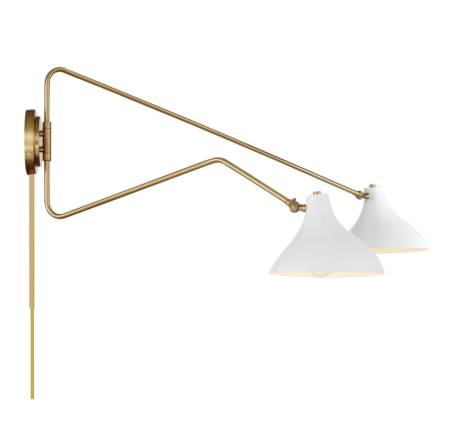 Meridian - M90088WHNB - Two Light Wall Sconce - White with Natural Brass