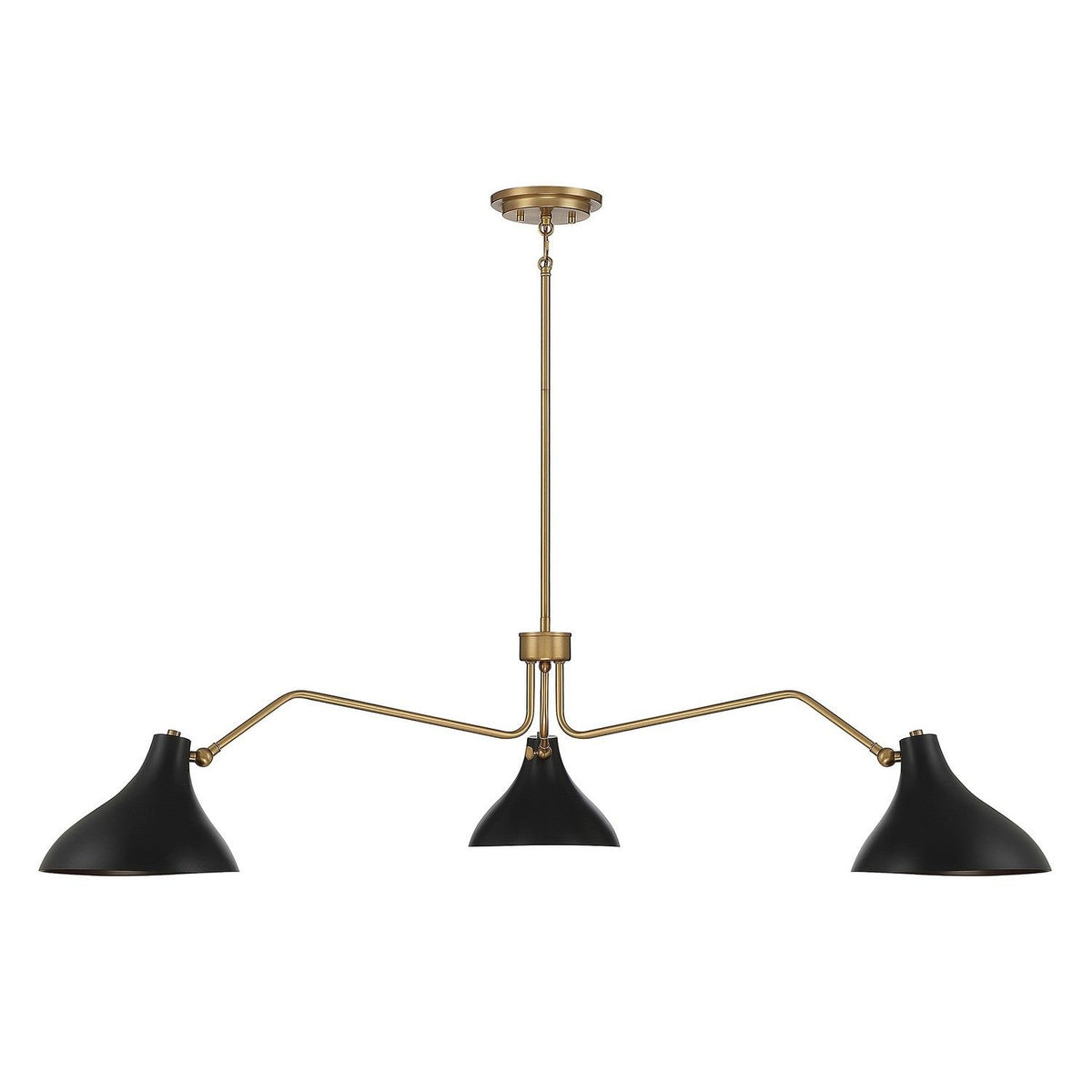 Meridian - M7019MBKNB - Three Light Pendant - Matte Black with Natural Brass