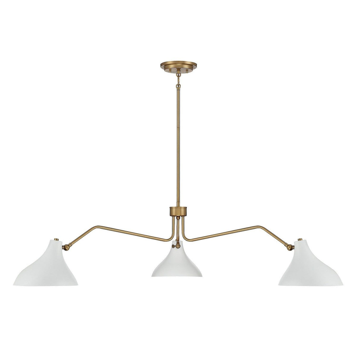 Meridian - M7019WHNB - Three Light Pendant - White with Natural Brass