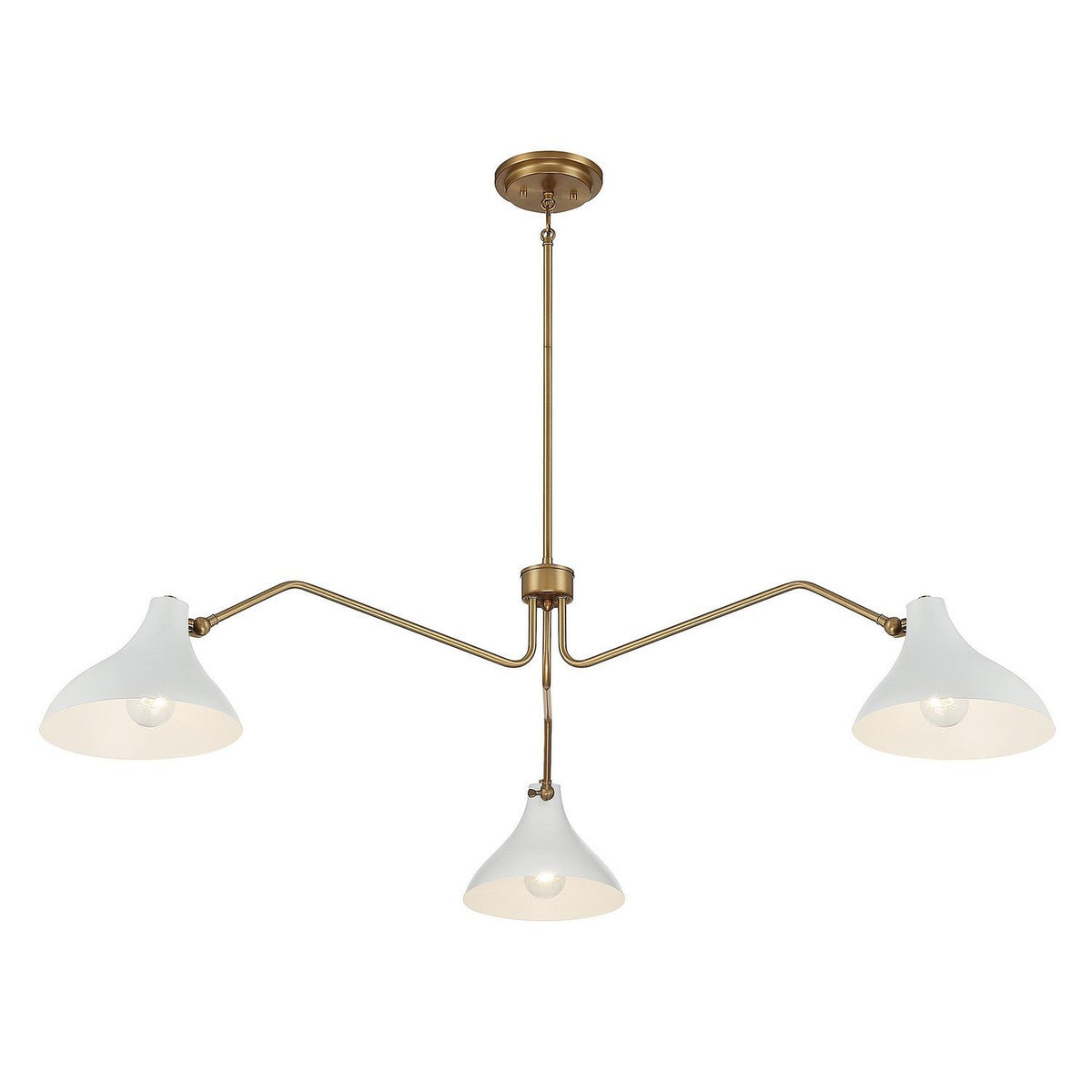 Meridian - M7019WHNB - Three Light Pendant - White with Natural Brass