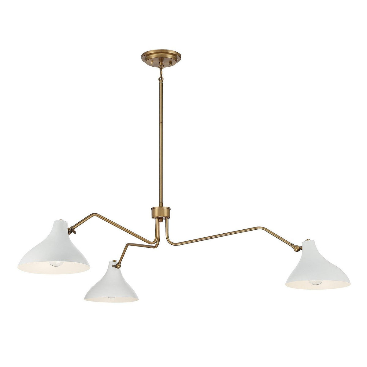 Meridian - M7019WHNB - Three Light Pendant - White with Natural Brass