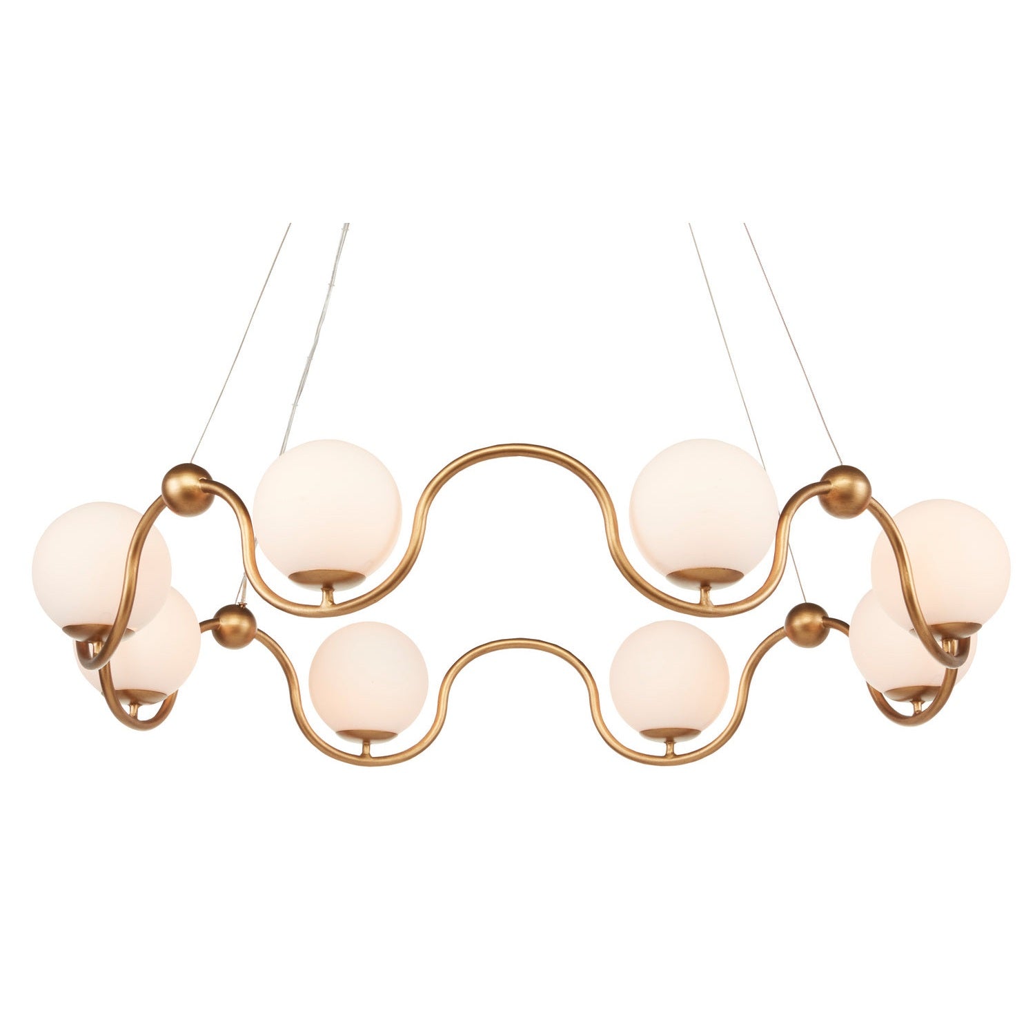 Currey and Company - 9000-0878 - Eight Light Chandelier - Equilibrium Brass Chandelier - Antique Brass/White