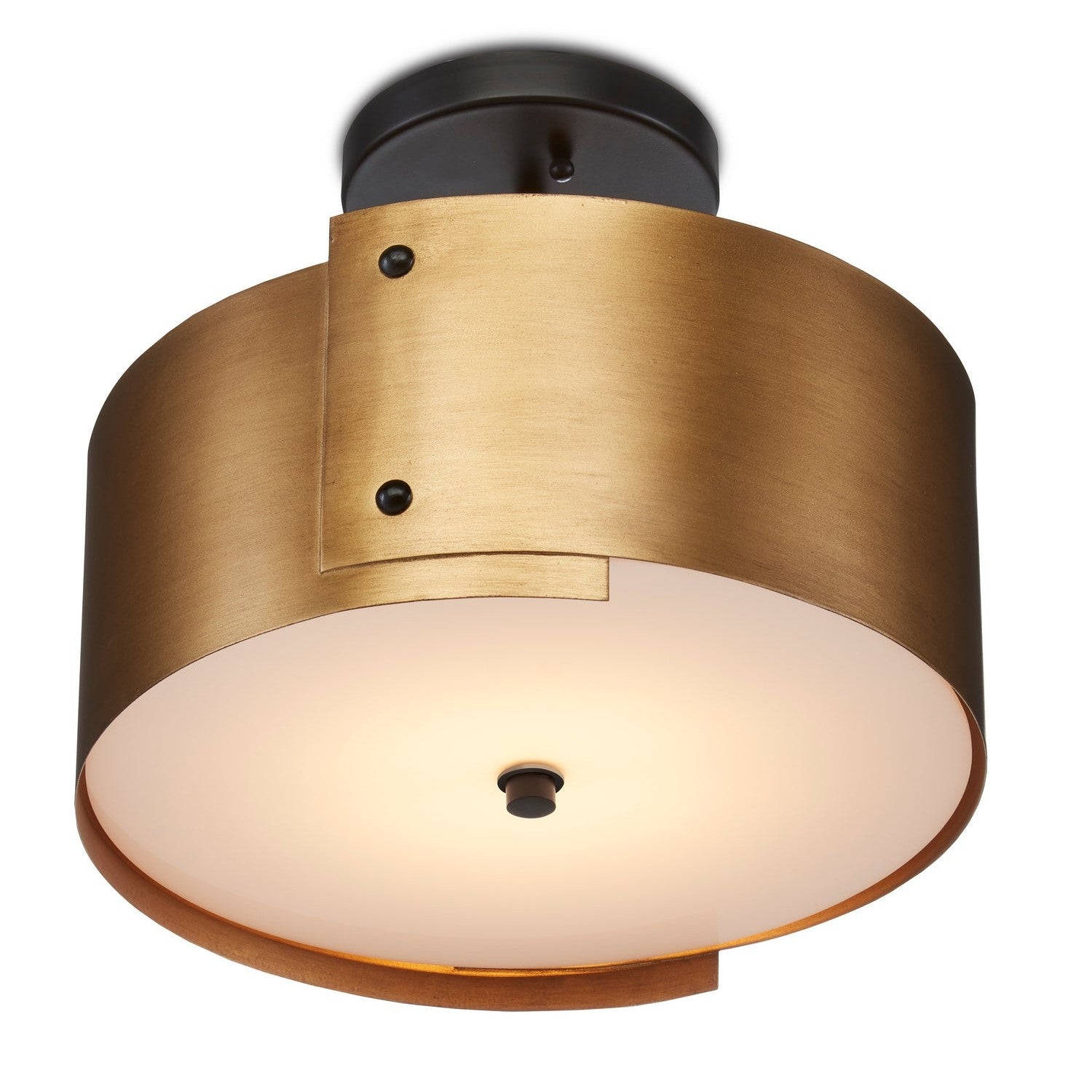 Currey and Company - 9999-0063 - One Light Semi-Flush Mount - Ritsu Collection - Antique Brass/Black
