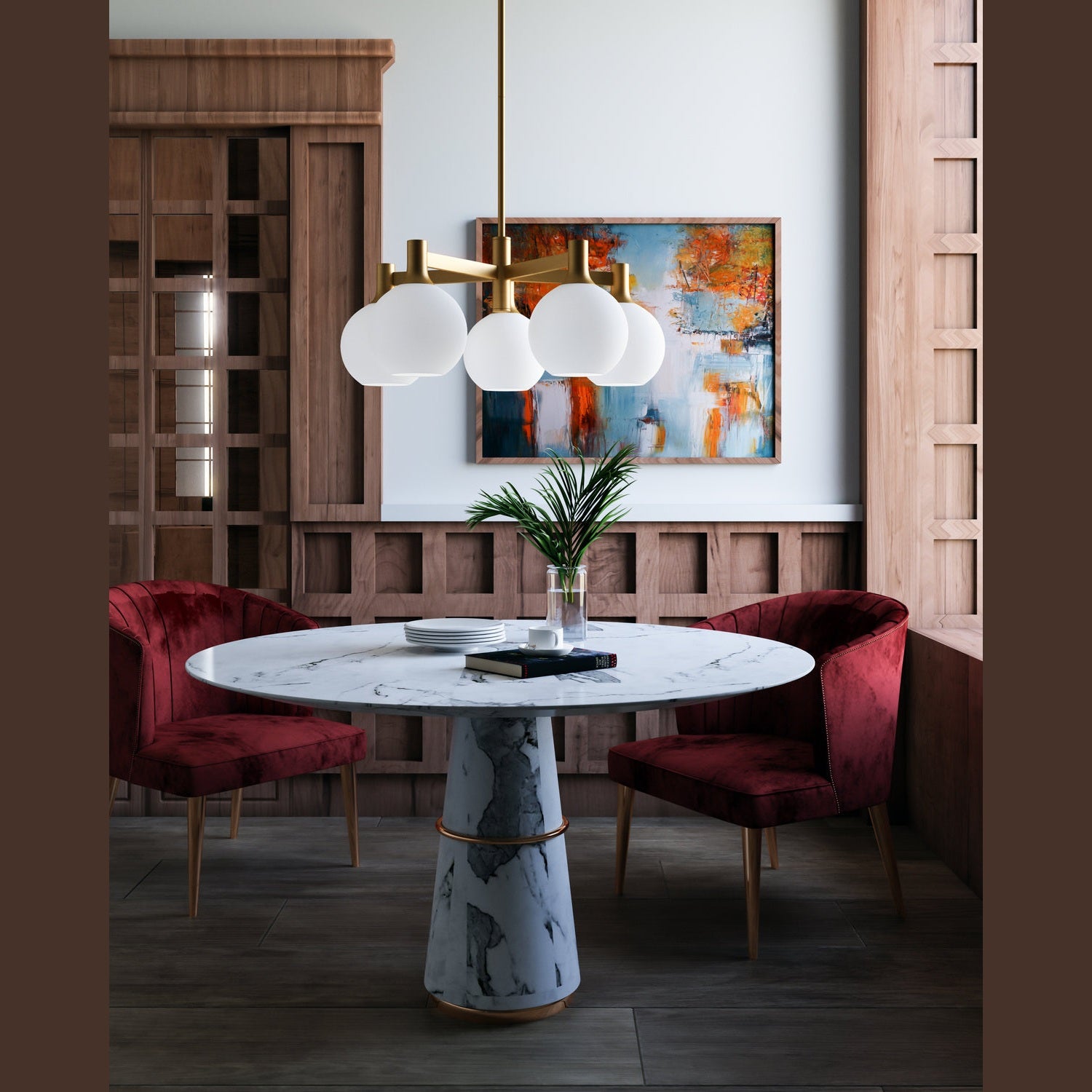 Alora - CH506230AGOP - Six Light Chandelier - Castilla - Aged Gold/Opal Matte Glass