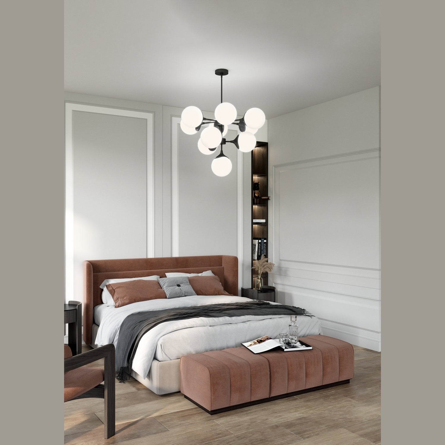 Alora - CH505335MBOP - Ten Light Chandelier - Nouveau - Matte Black/Opal Matte Glass