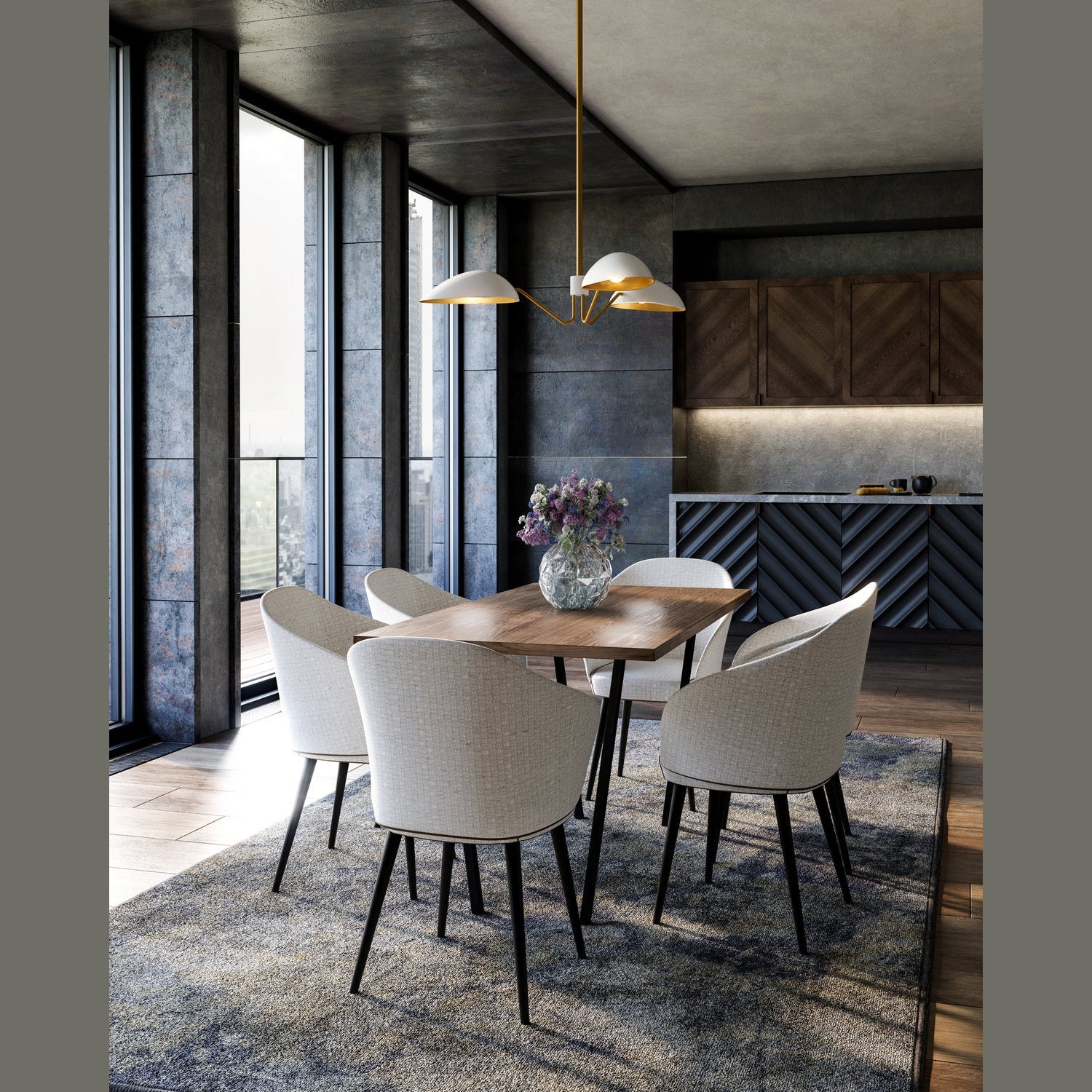 Alora - PD550336WHAG - Three Light Pendant - Oscar - Aged Gold/White