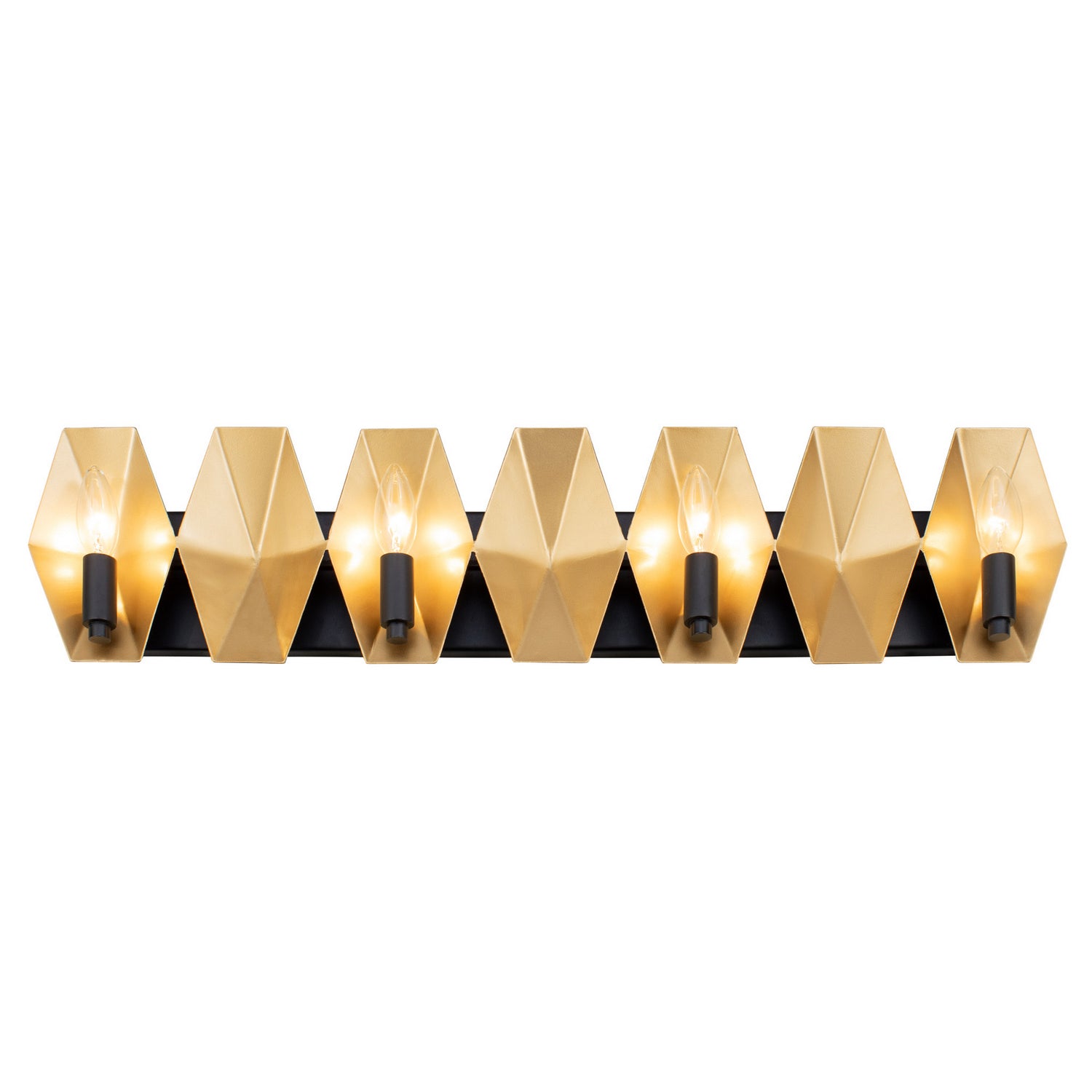 Varaluz - 361B04MBFG - Four Light Bath - Malone - Matte Black/French Gold