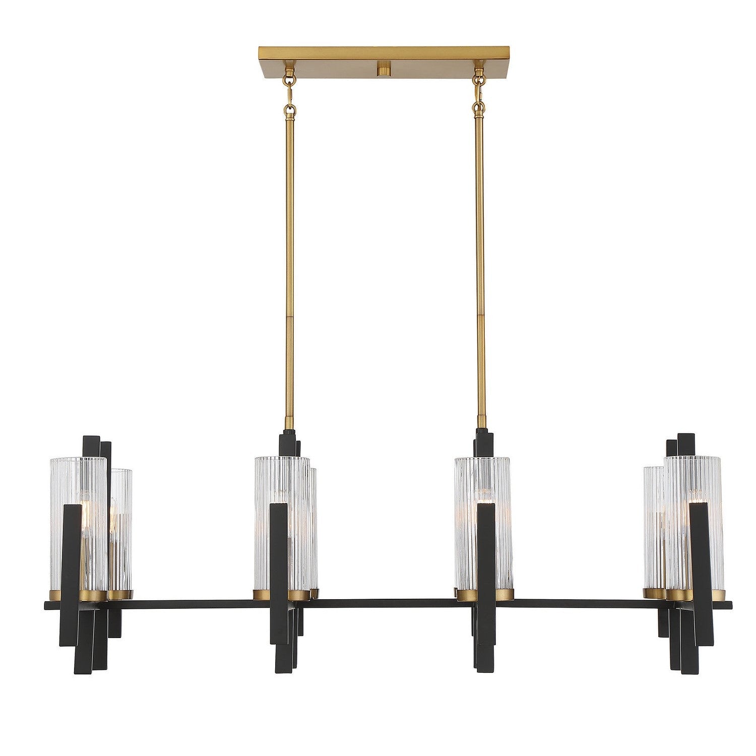 Savoy House - 1-1907-8-143 - Eight Light Linear Chandelier - Midland - Matte Black with Warm Brass
