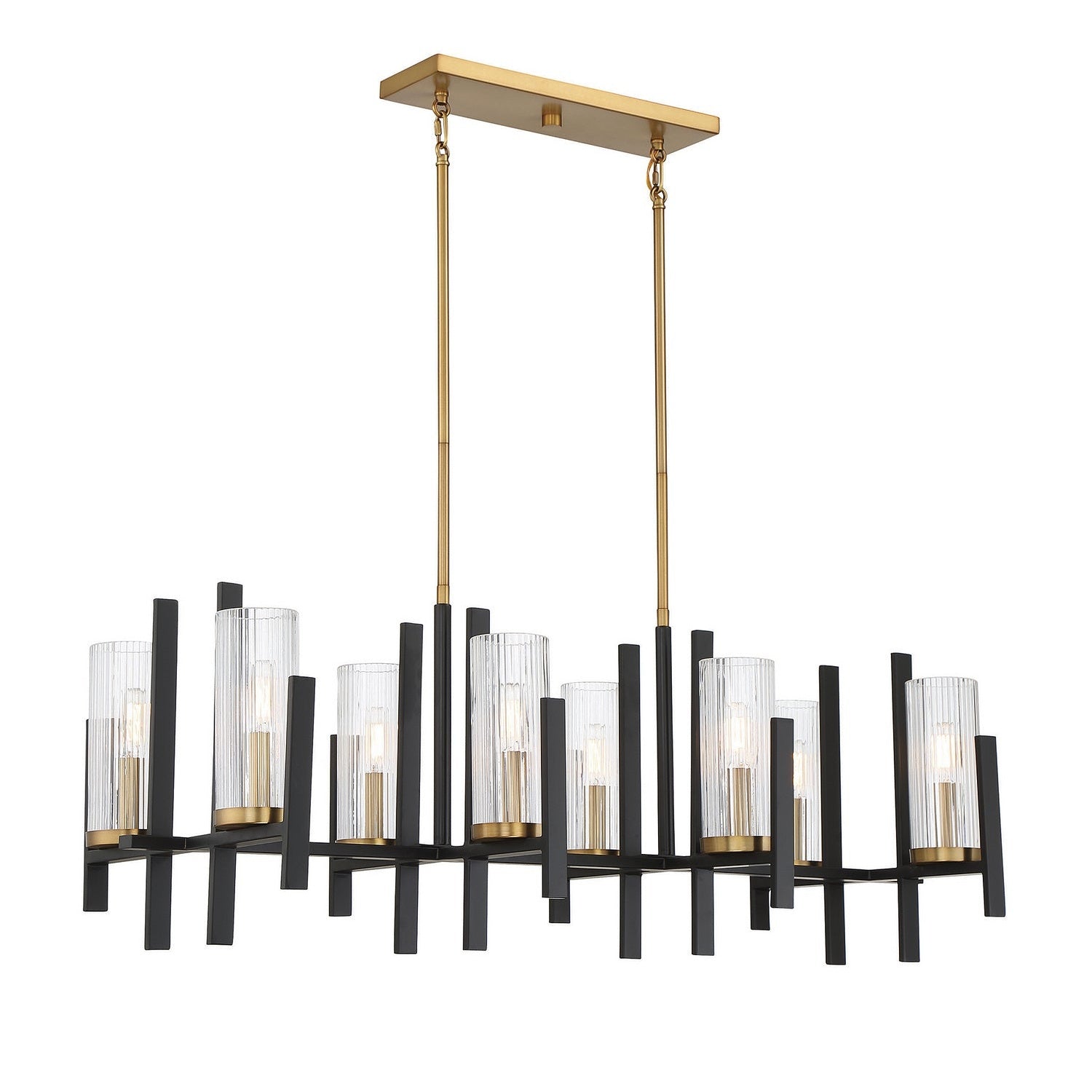 Savoy House - 1-1907-8-143 - Eight Light Linear Chandelier - Midland - Matte Black with Warm Brass