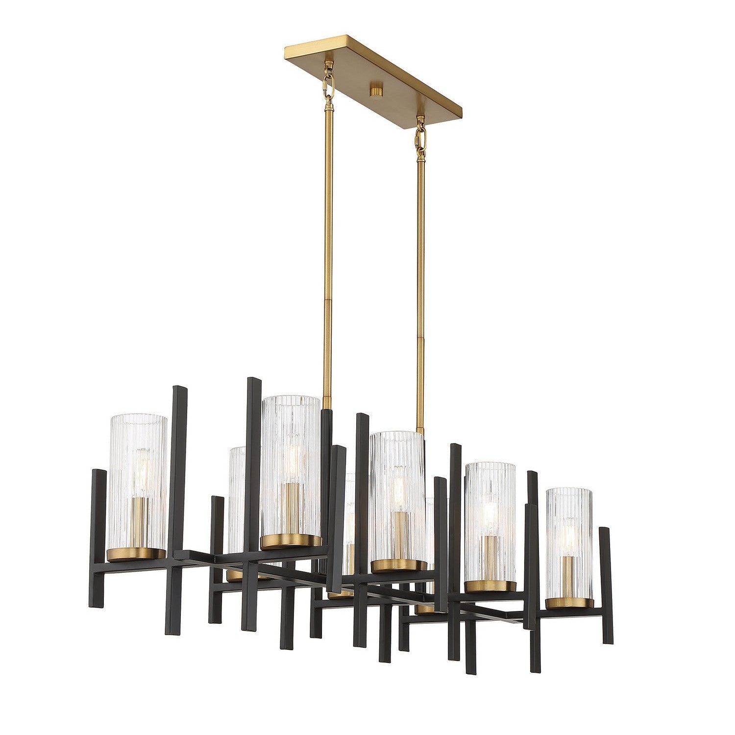 Savoy House - 1-1907-8-143 - Eight Light Linear Chandelier - Midland - Matte Black with Warm Brass