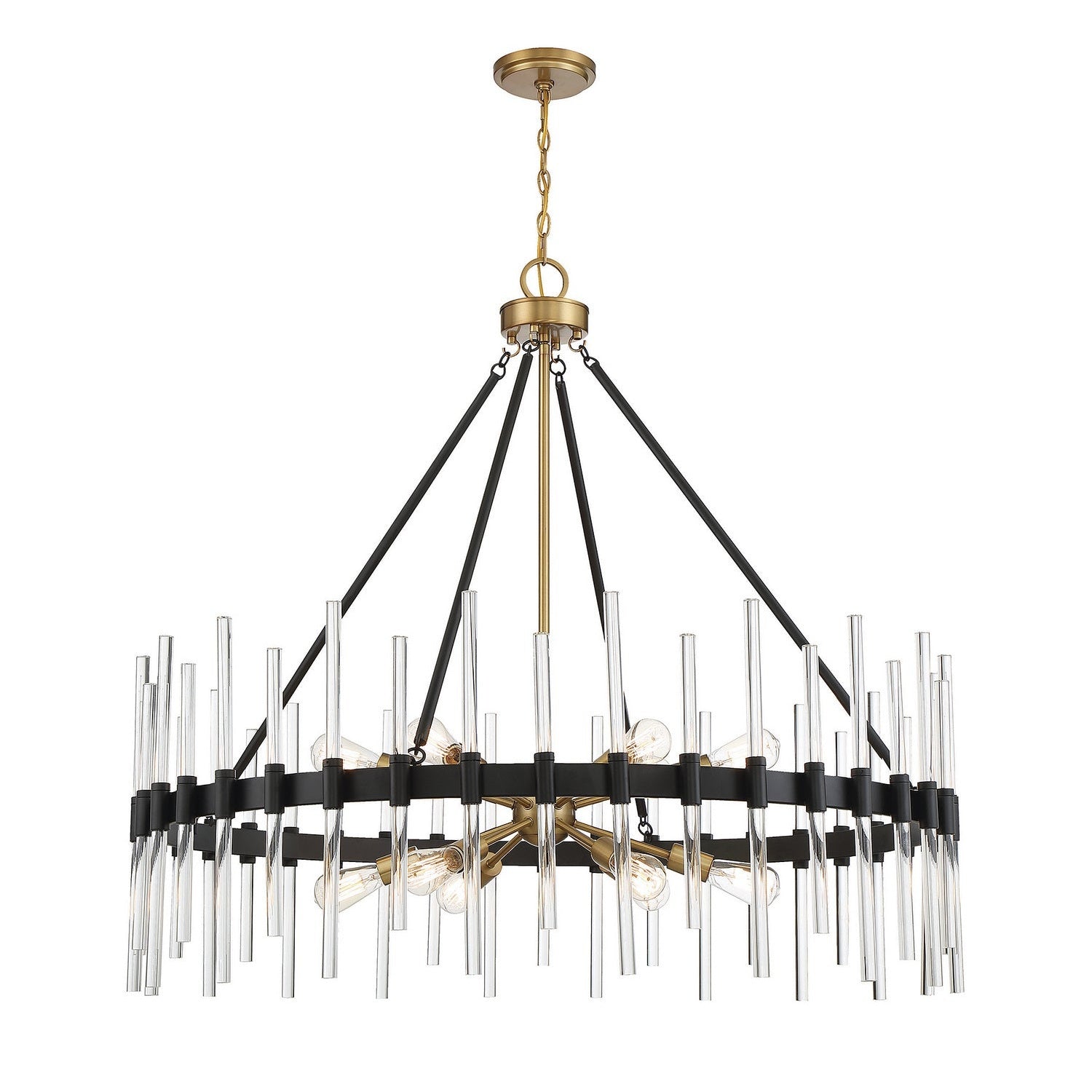 Savoy House - 1-1934-12-143 - 12 Light Chandelier - Santiago - Matte Black with Warm Brass