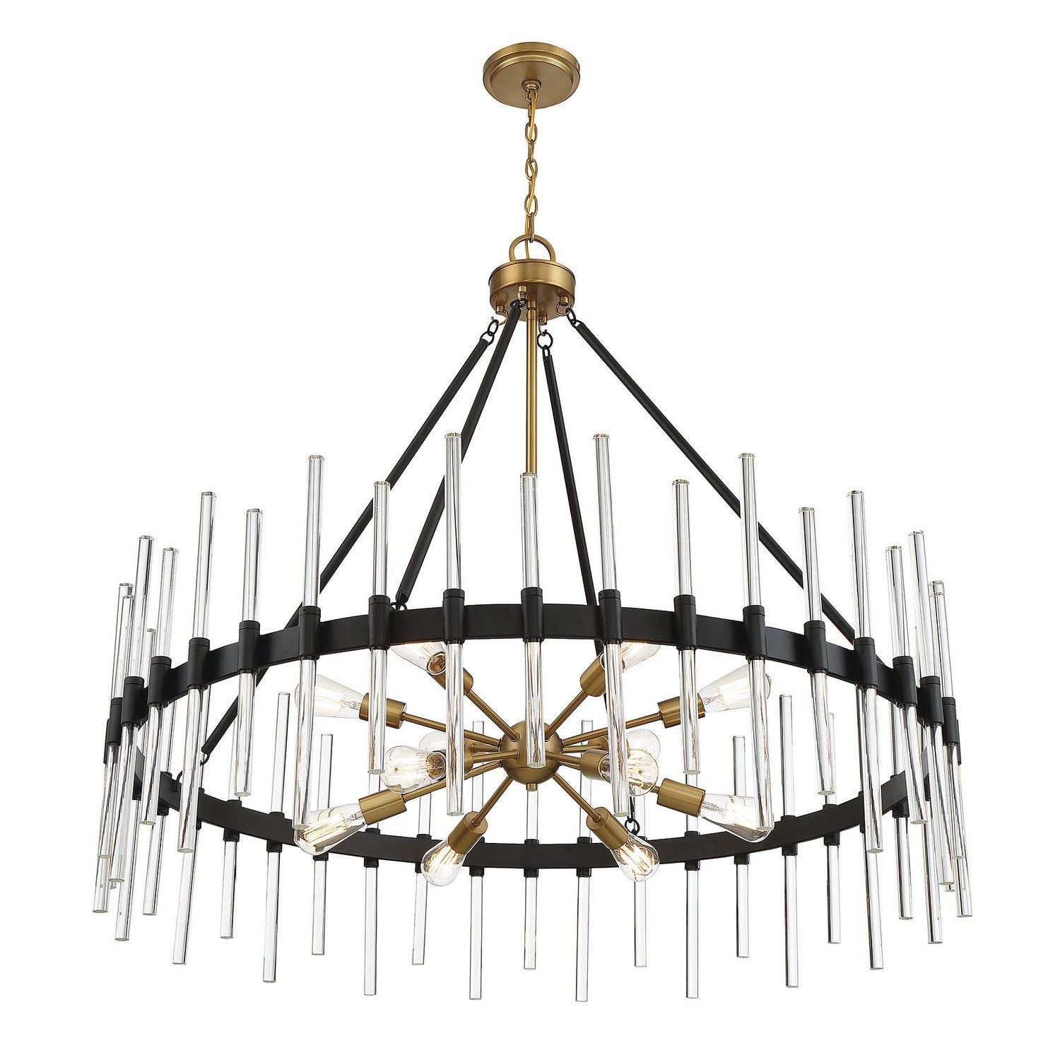 Savoy House - 1-1934-12-143 - 12 Light Chandelier - Santiago - Matte Black with Warm Brass