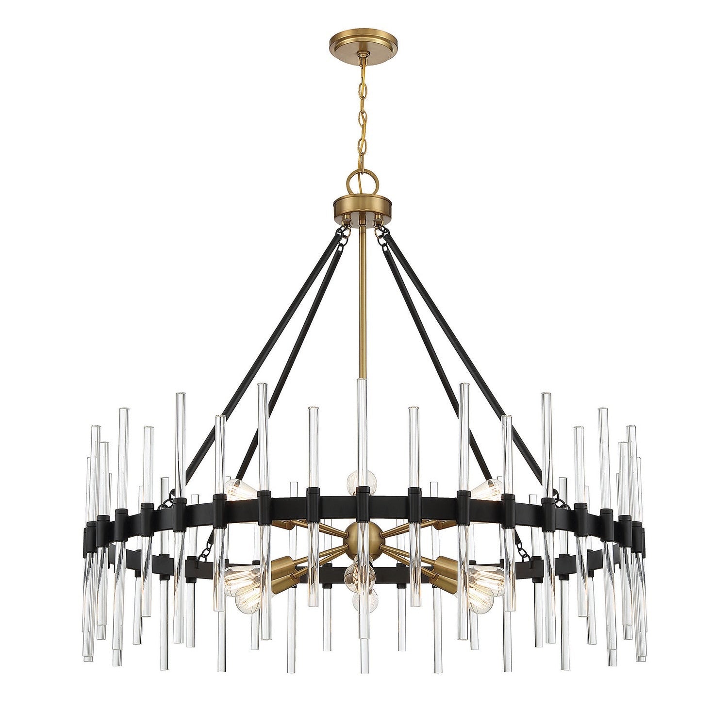 Savoy House - 1-1934-12-143 - 12 Light Chandelier - Santiago - Matte Black with Warm Brass