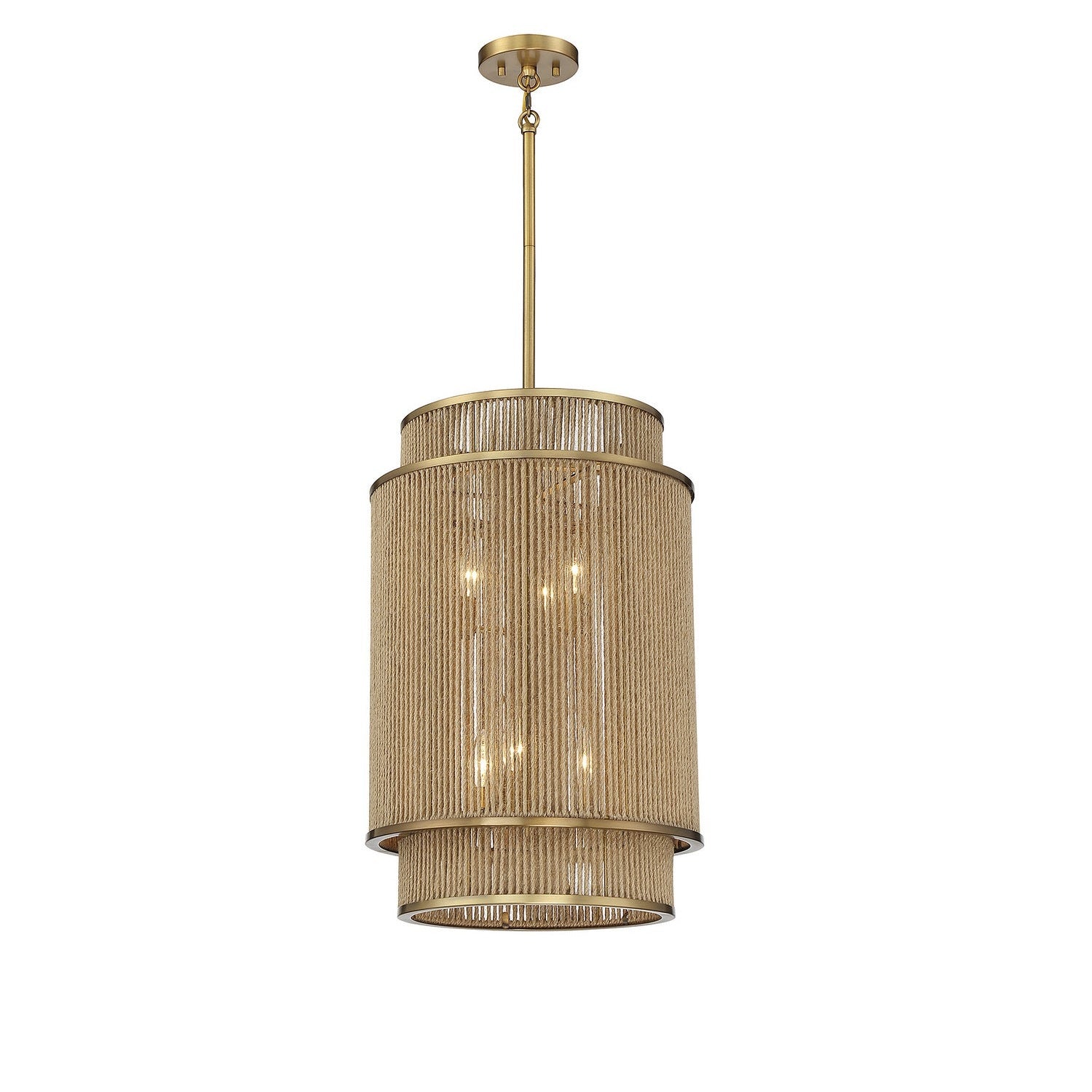 Savoy House - 3-1773-6-320 - Six Light Pendant - Ashburn - Warm Brass and Rope