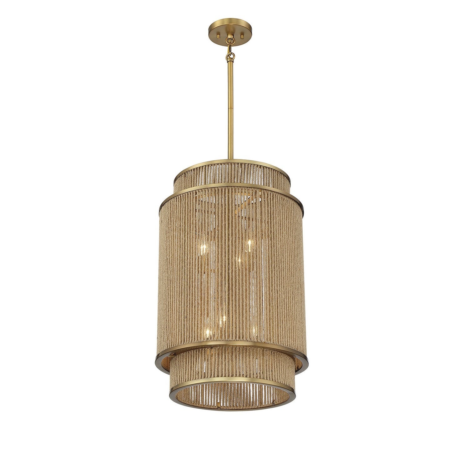 Savoy House - 3-1773-6-320 - Six Light Pendant - Ashburn - Warm Brass and Rope