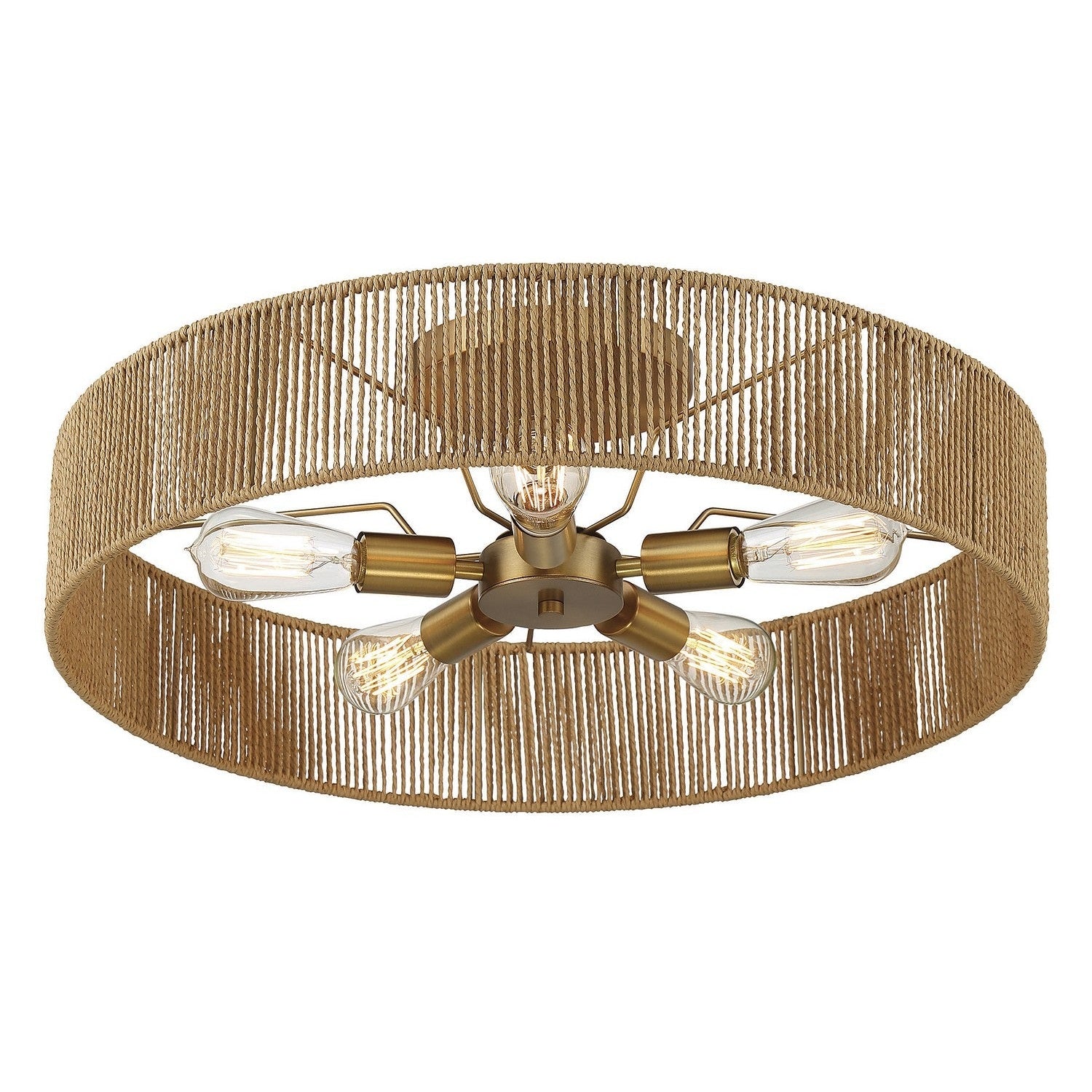 Savoy House - 6-1682-5-320 - Five Light Semi Flush Mount - Ashe - Warm Brass and Rope
