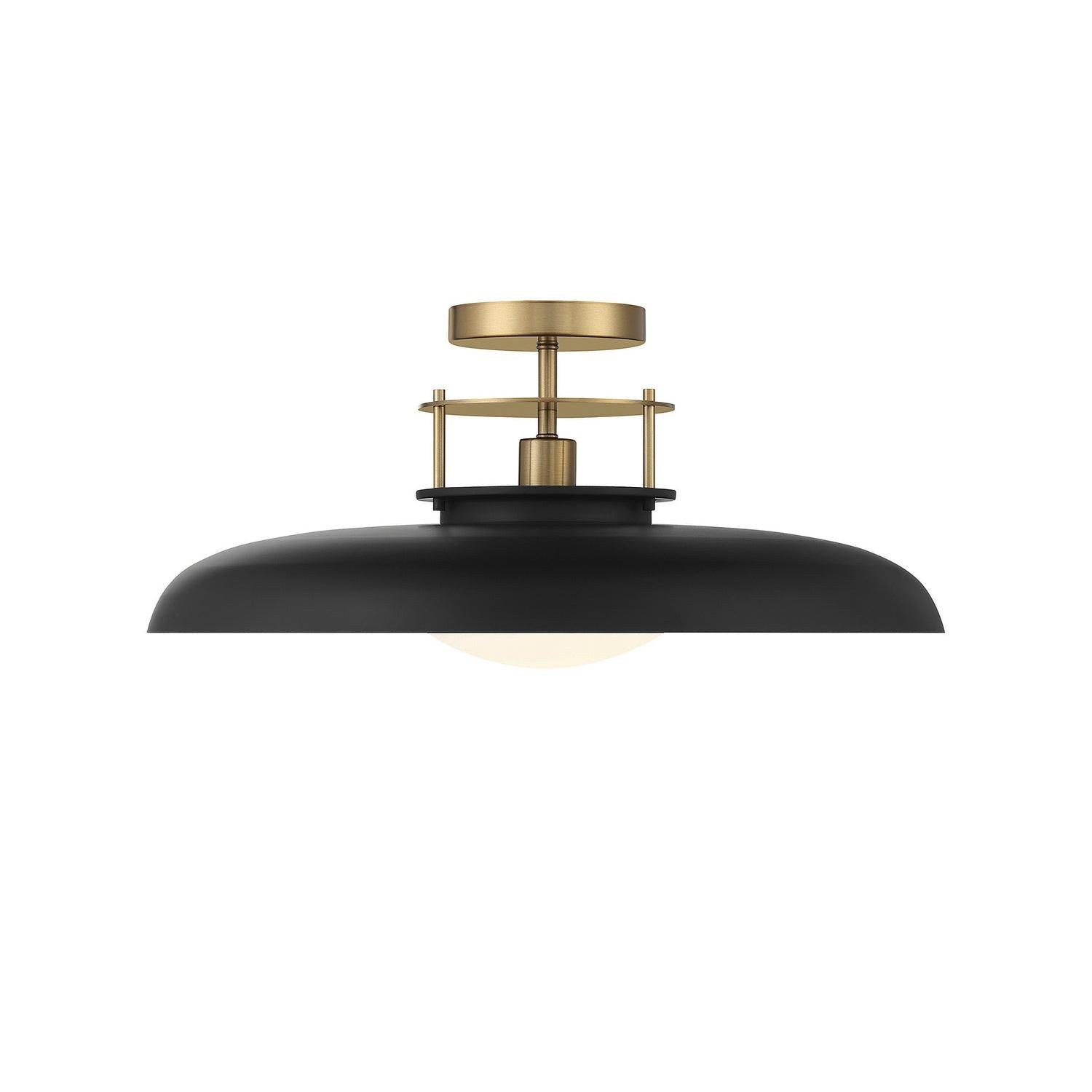 Savoy House - 6-1685-1-143 - One Light Semi-Flush Mount - Gavin - Matte Black with Warm Brass