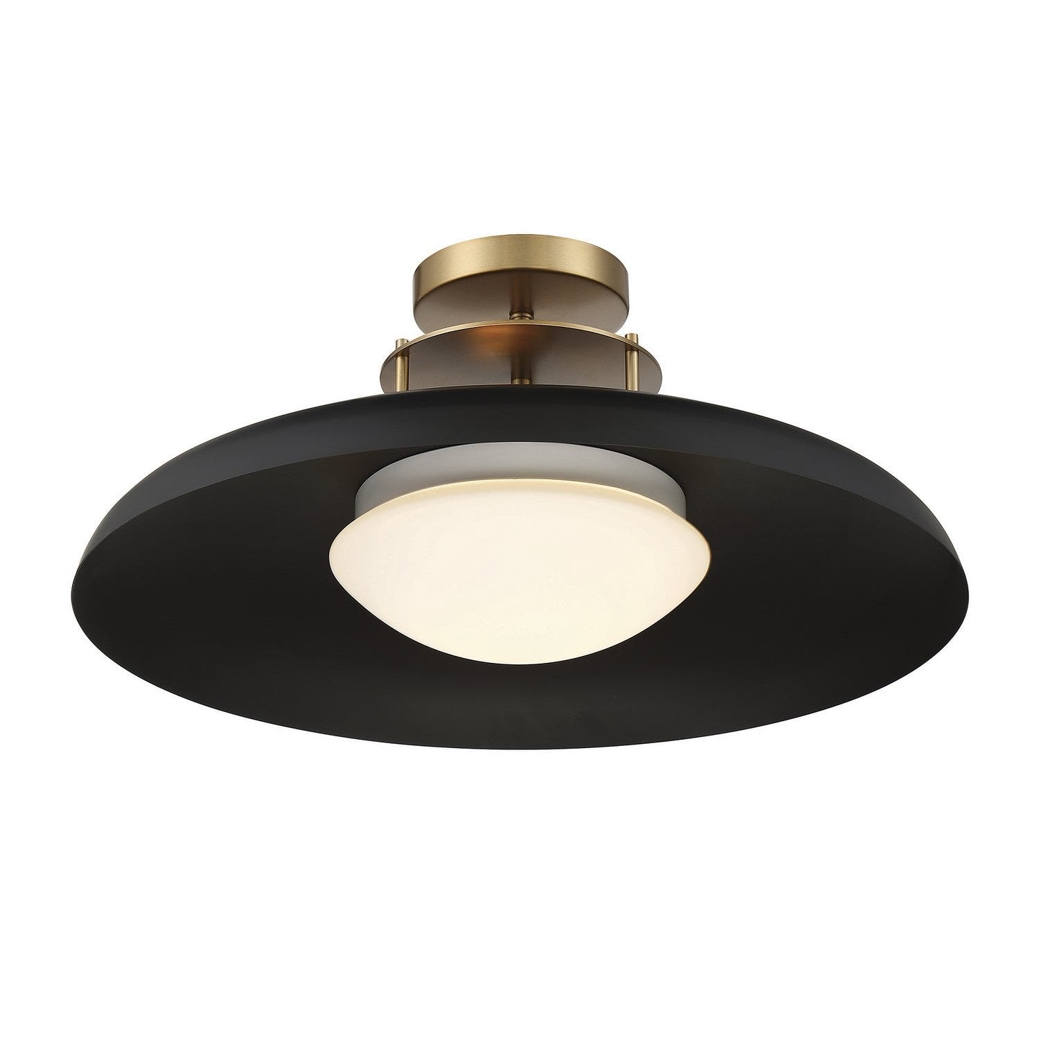 Savoy House - 6-1685-1-143 - One Light Semi-Flush Mount - Gavin - Matte Black with Warm Brass