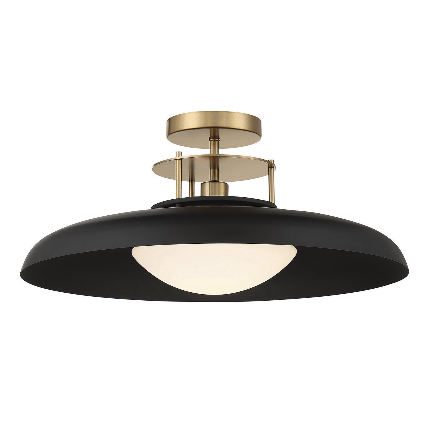 Savoy House - 6-1685-1-143 - One Light Semi-Flush Mount - Gavin - Matte Black with Warm Brass