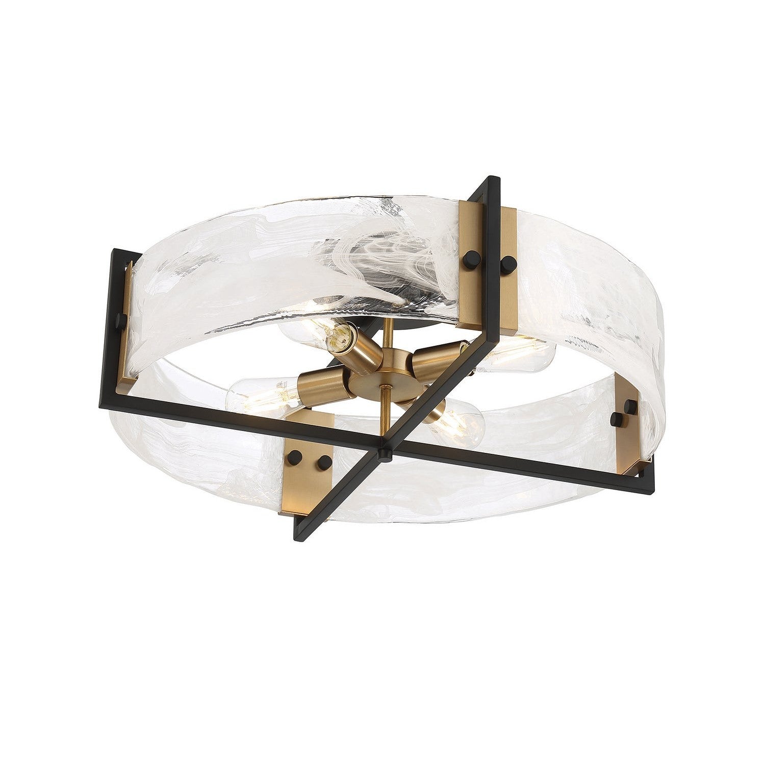 Savoy House - 6-1695-4-143 - Four Light Semi-Flush Mount - Hayward - Matte Black with Warm Brass