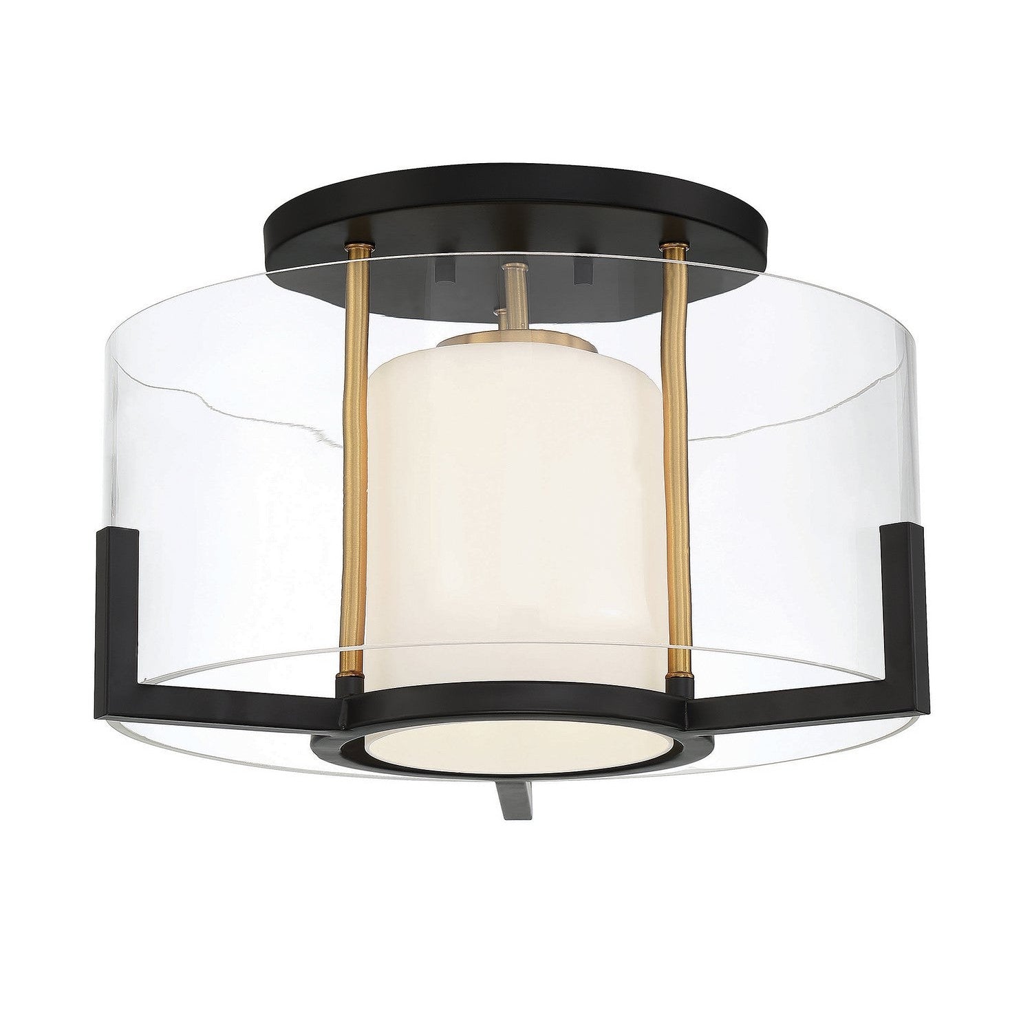 Savoy House - 6-1981-1-143 - One Light Semi-Flush Mount - Eaton - Matte Black with Warm Brass