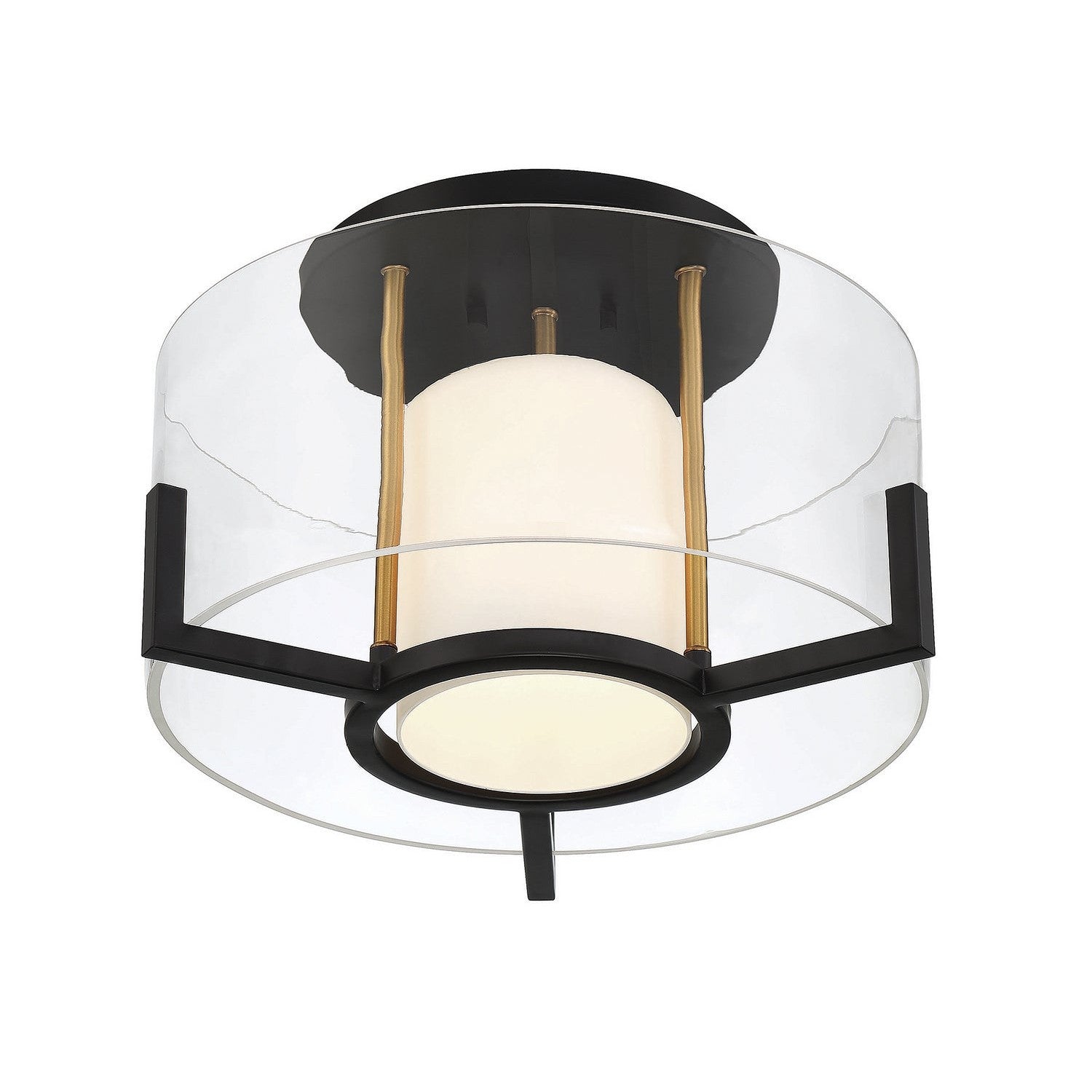 Savoy House - 6-1981-1-143 - One Light Semi-Flush Mount - Eaton - Matte Black with Warm Brass
