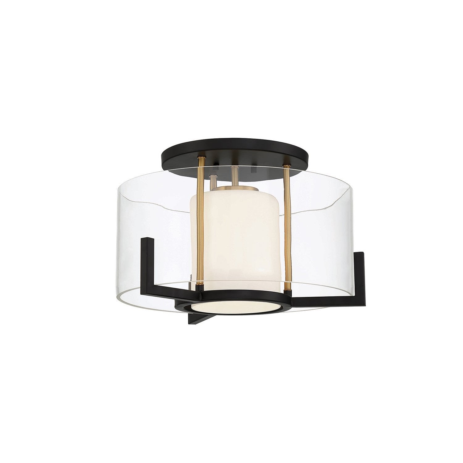 Savoy House - 6-1981-1-143 - One Light Semi-Flush Mount - Eaton - Matte Black with Warm Brass