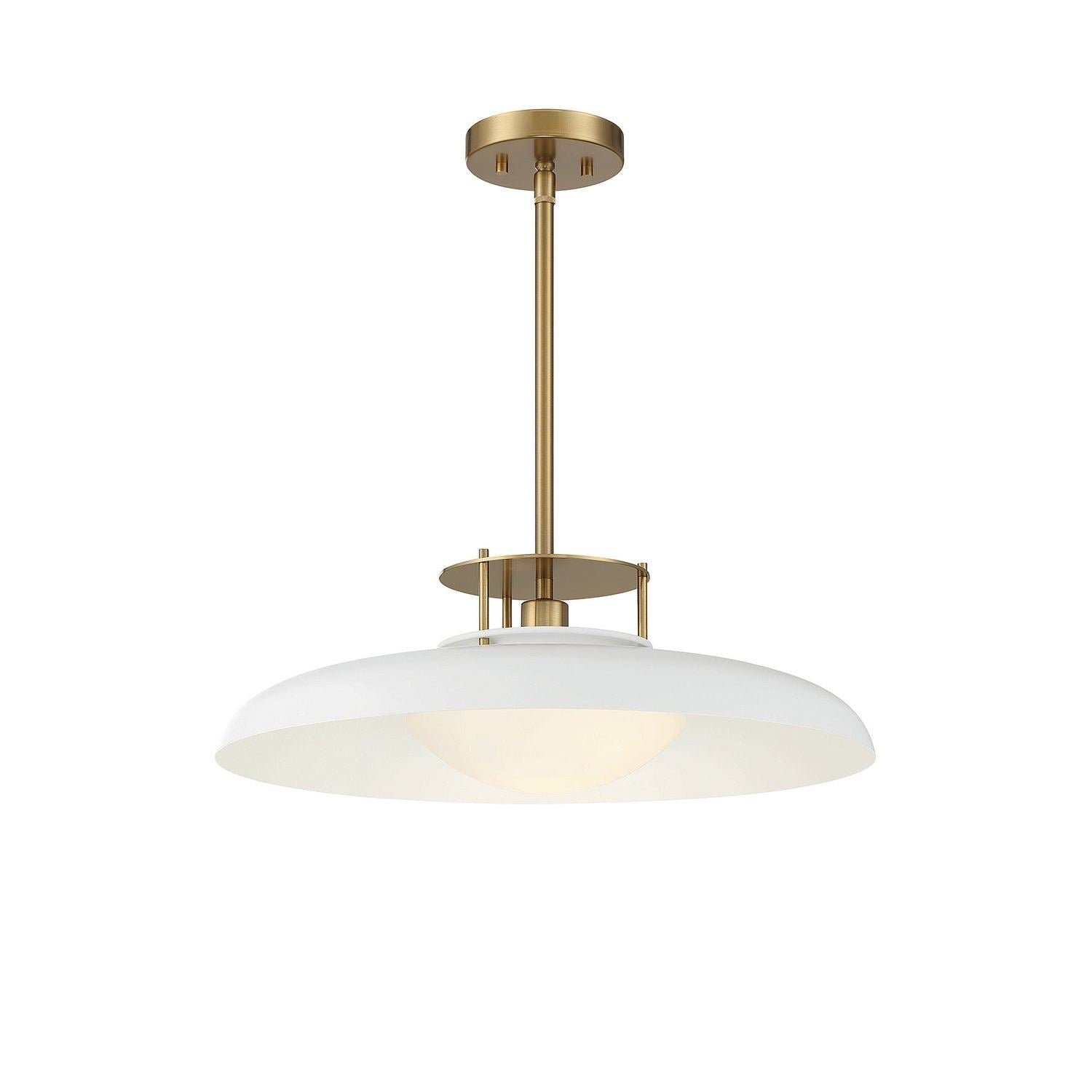 Savoy House - 7-1690-1-142 - One Light Pendant - Gavin - White with Warm Brass