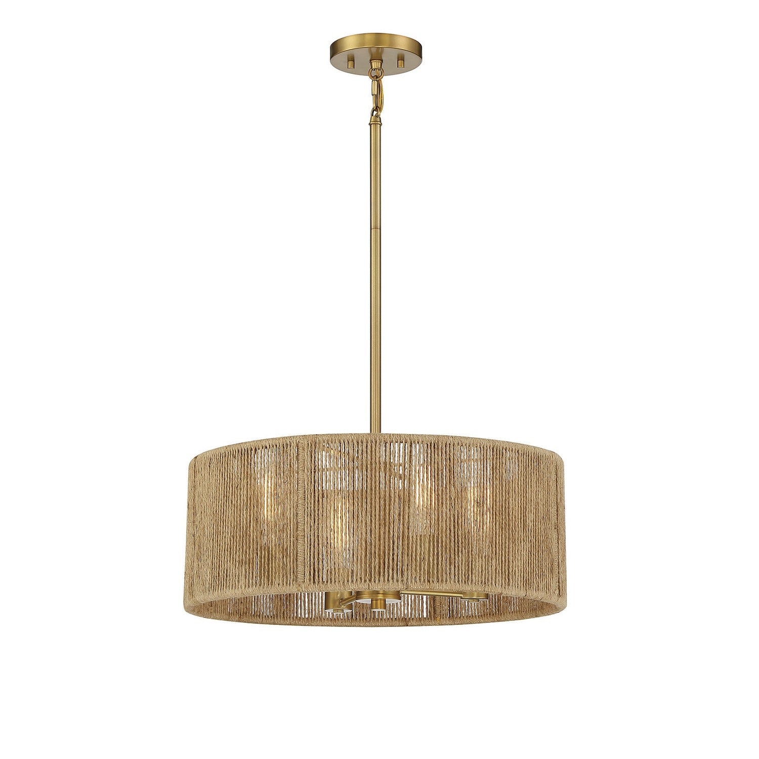 Savoy House - 7-1739-4-320 - Four Light Pendant - Ashe - Warm Brass and Rope