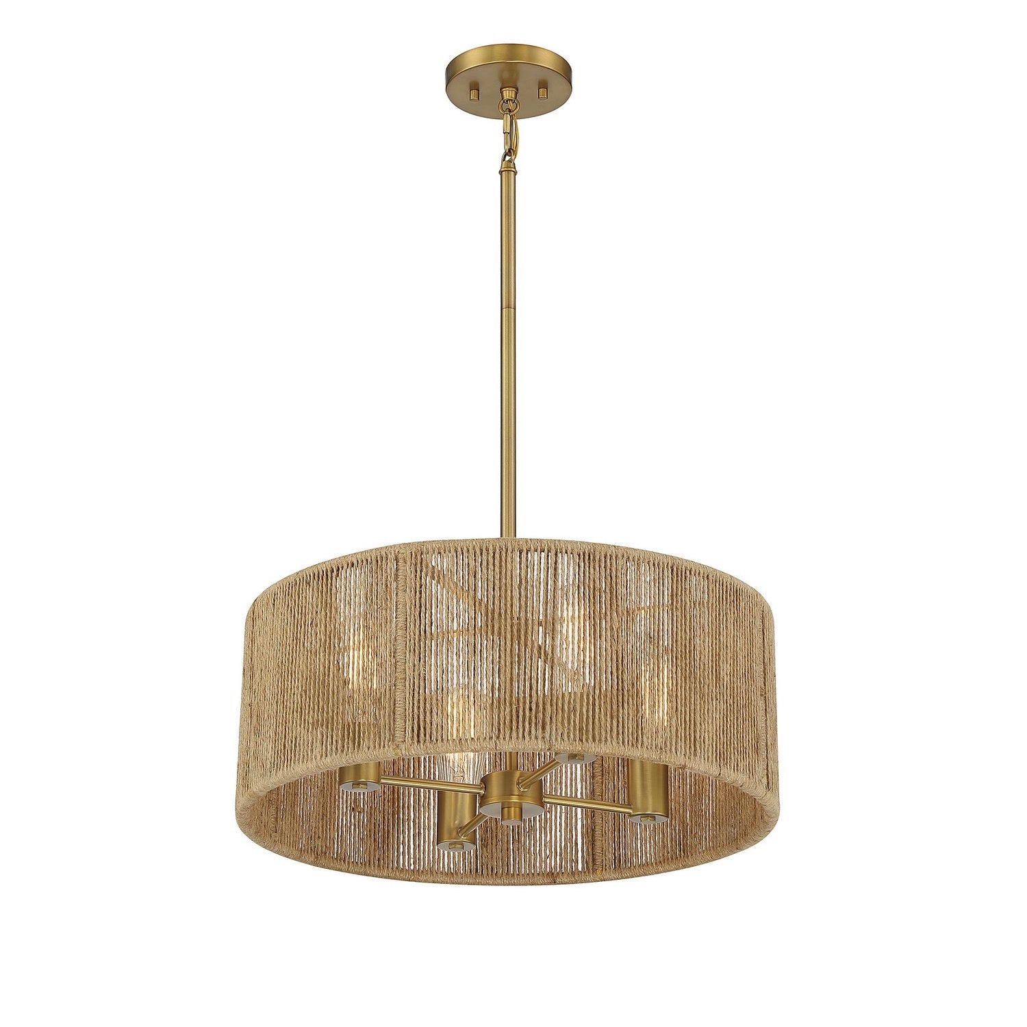 Savoy House - 7-1739-4-320 - Four Light Pendant - Ashe - Warm Brass and Rope