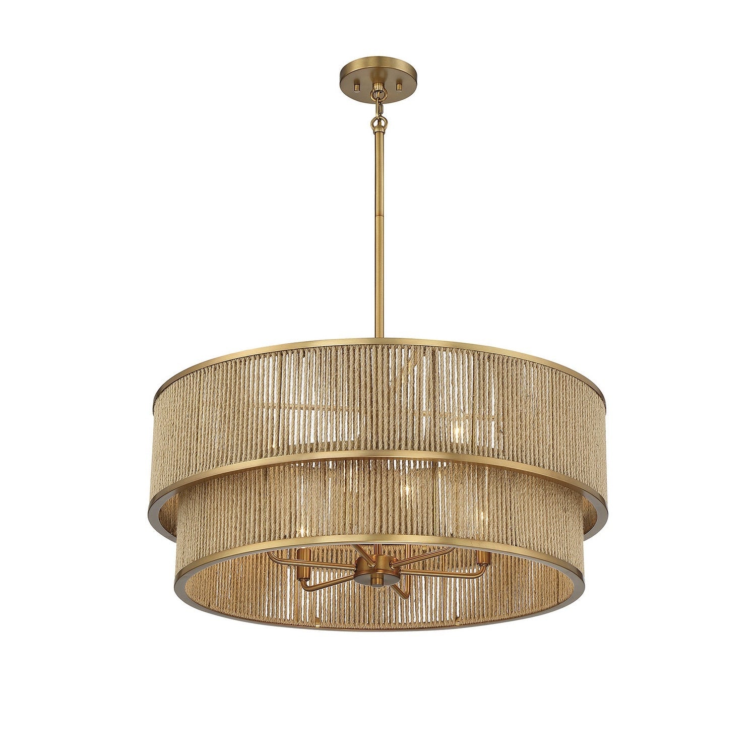 Savoy House - 7-1774-6-320 - Six Light Pendant - Ashburn - Warm Brass and Rope